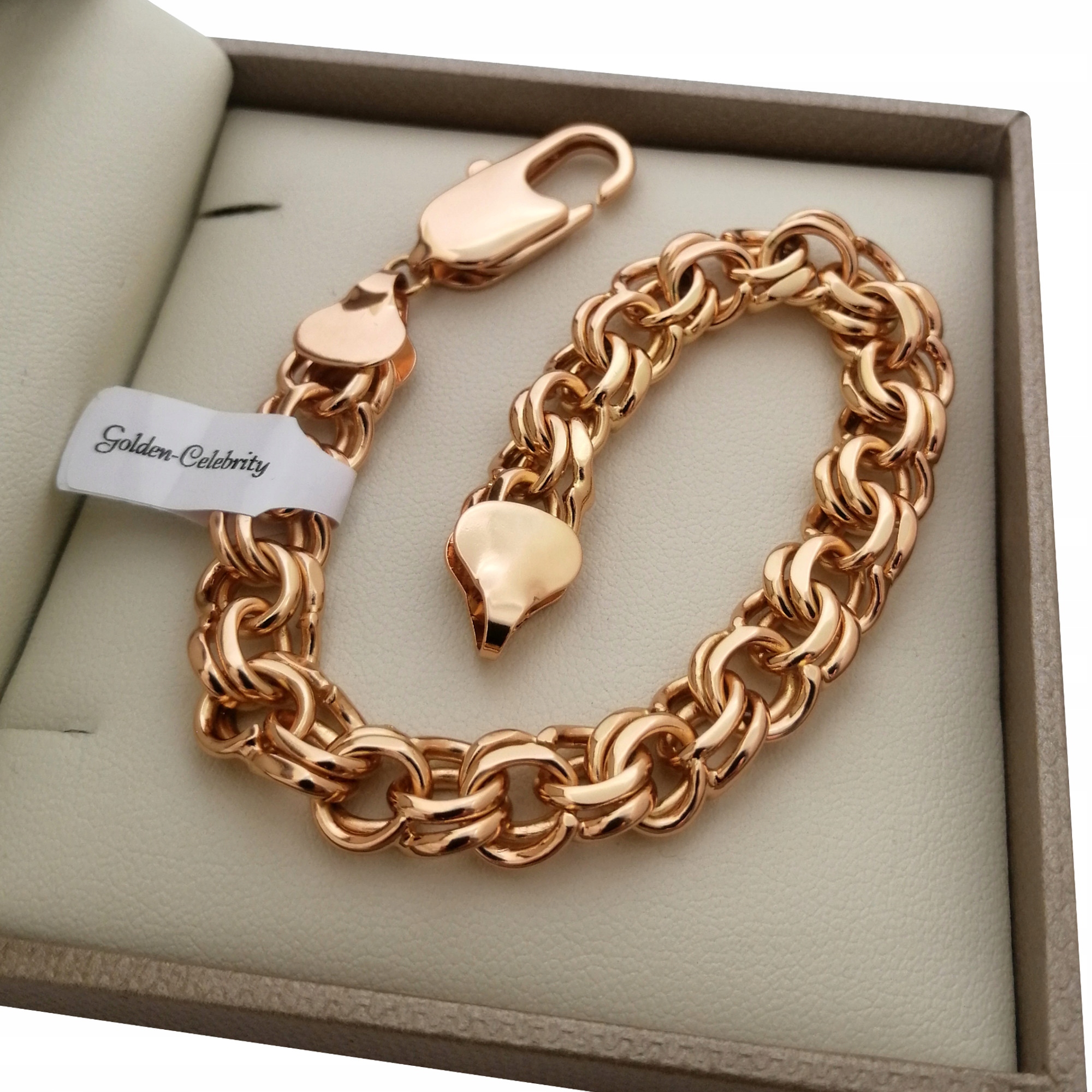 

Złota Luksusowa Bransoletka Garibaldi 25cm/12mm