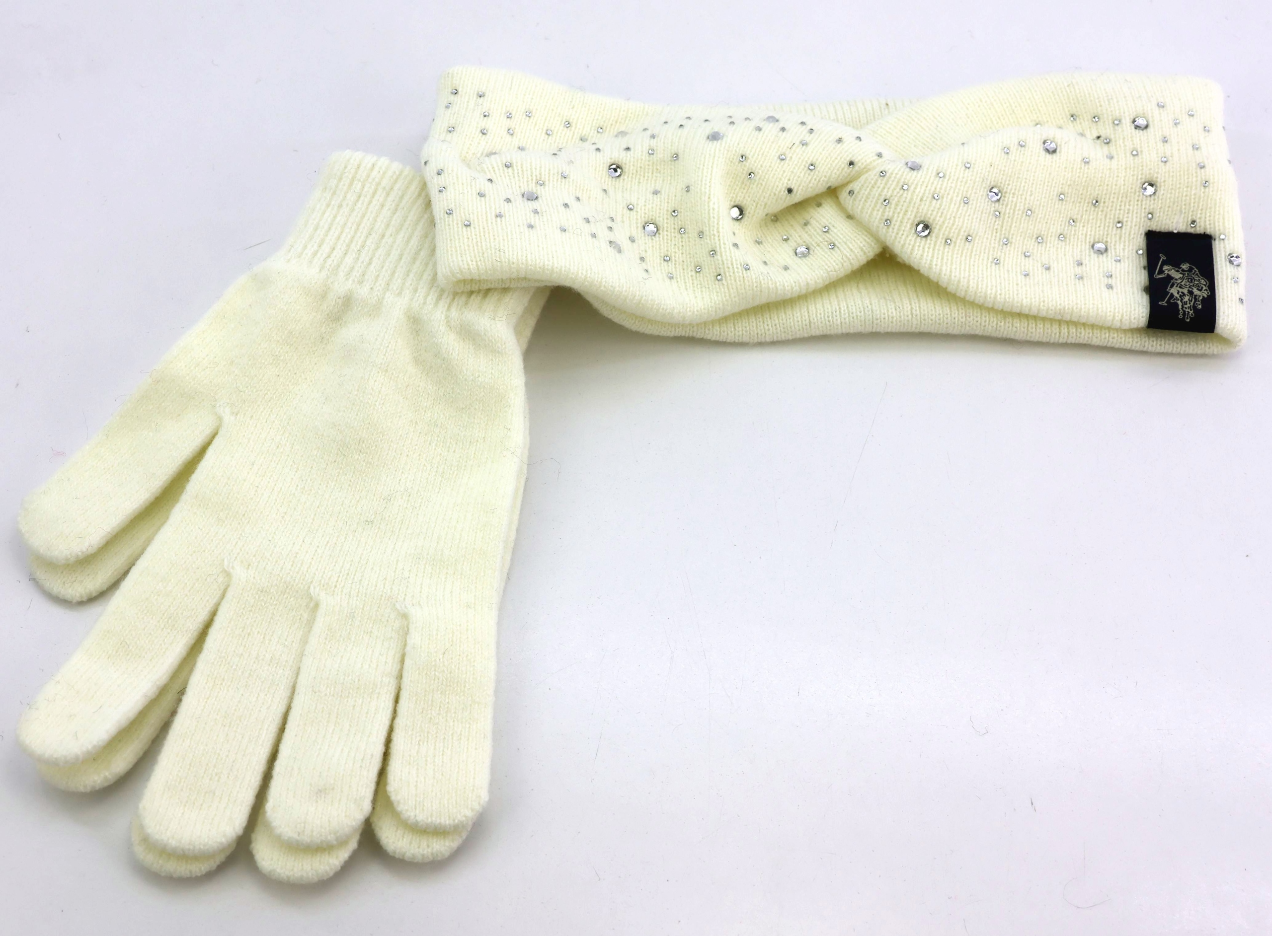 Zestaw zimowy damski opaska na uszy i rękawiczki U.S. Polo Assn. cyrkonie EAN (GTIN) 3502501118873