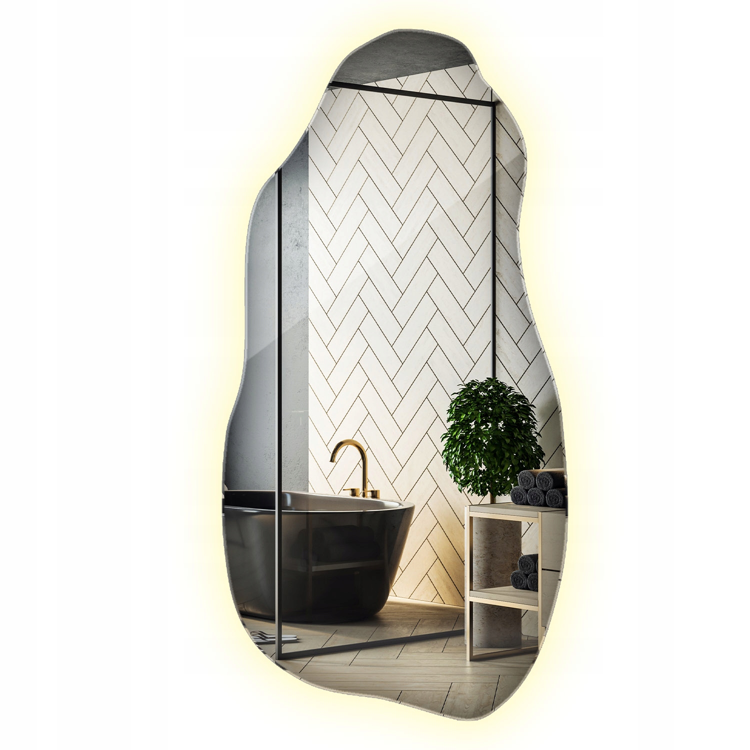 Lustro Led 50x100 Designerski Kształt Organiczny Do Każdego Wnętrza