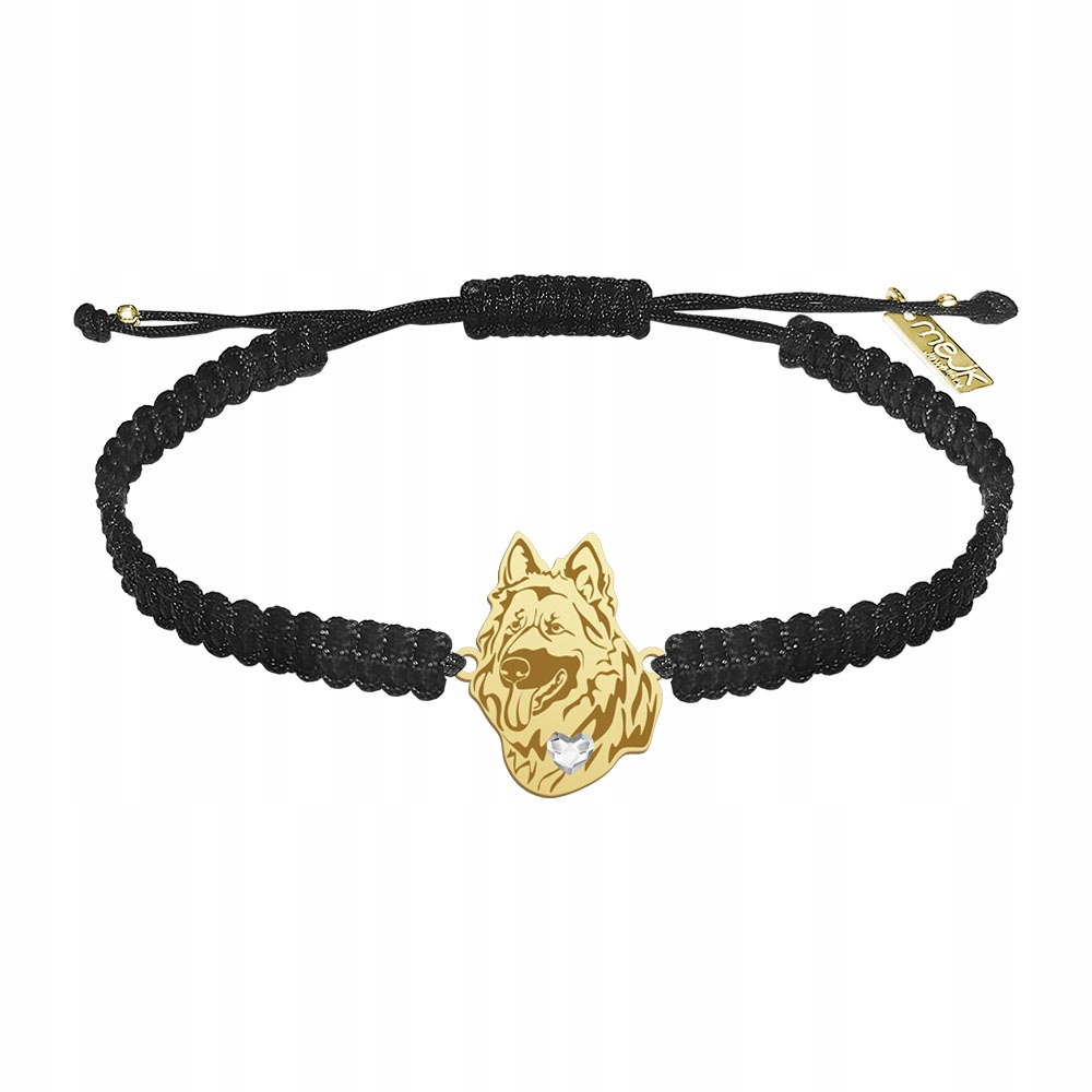 Zlatý náramek se psem Staroněmecký ovčák 925 Dárek Makramé Gravírování