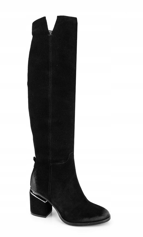 CARINII B5883 MUSZKIETERKI SKÓRA ZAMSZ CZARNE