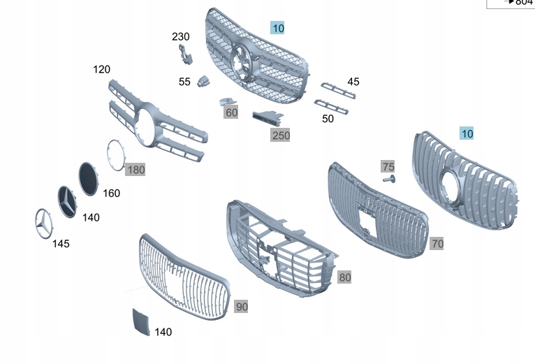 GRILL ATRAPA MERCEDES X167 GLS Numer katalogowy części A1678881200