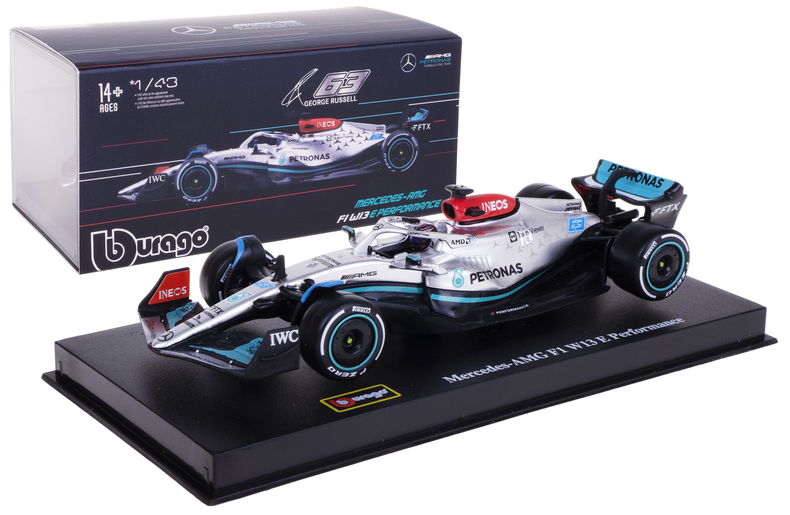 Mercedes-amg W13 F1 Bburago 1:43 #63 G.Russell Box