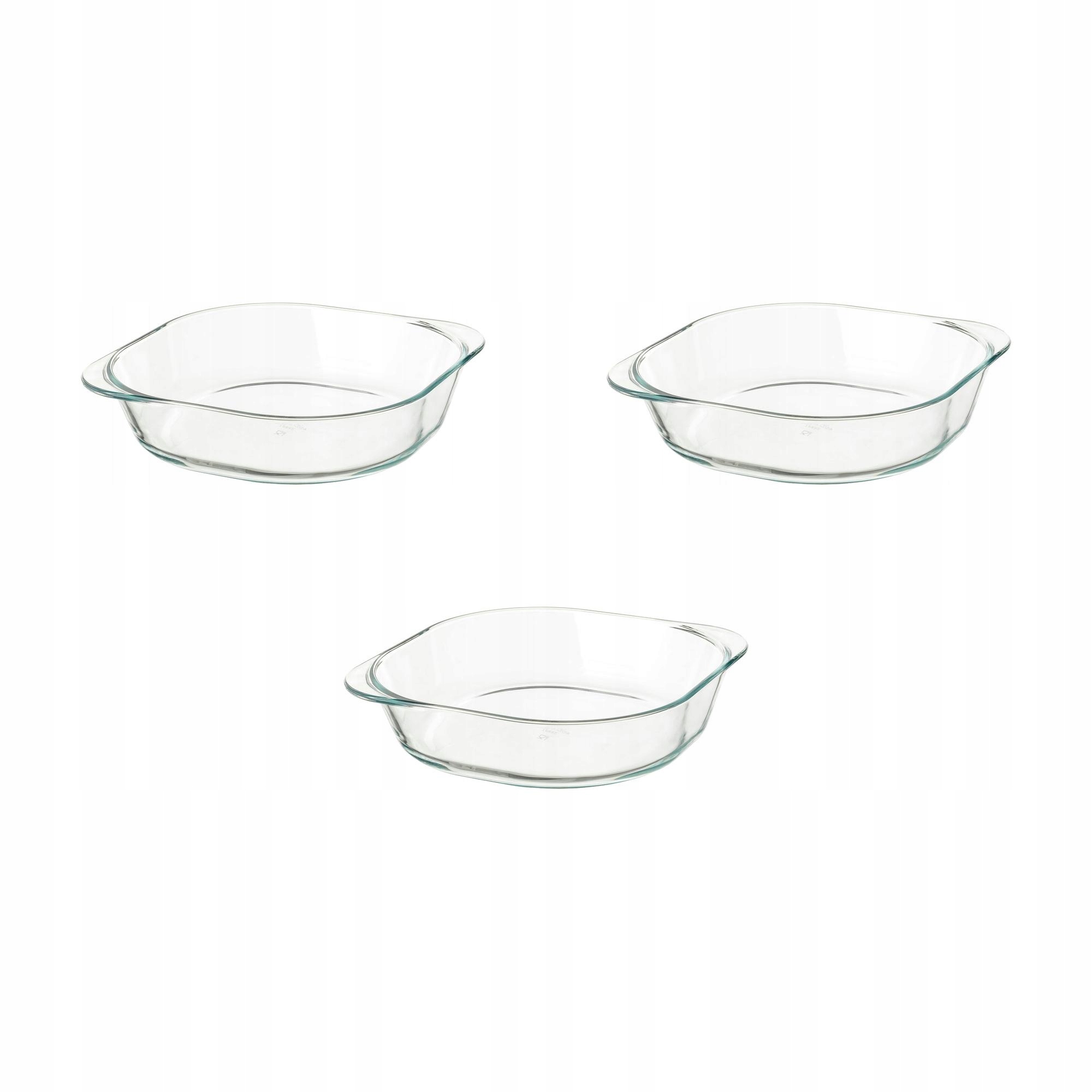 3 ks Žáruvzdorná nádoba Foljsam sklo 24.5 x 24.5 cm 1.9 l
