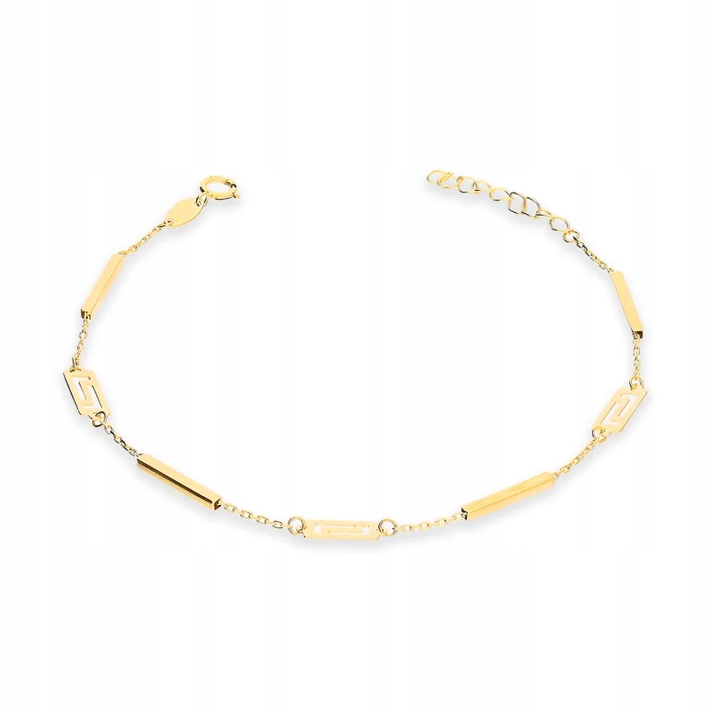 Zlatý náramek 585 s řeckým motivem a trubkami R19 Cm, dvě barvy zlata 14kt
