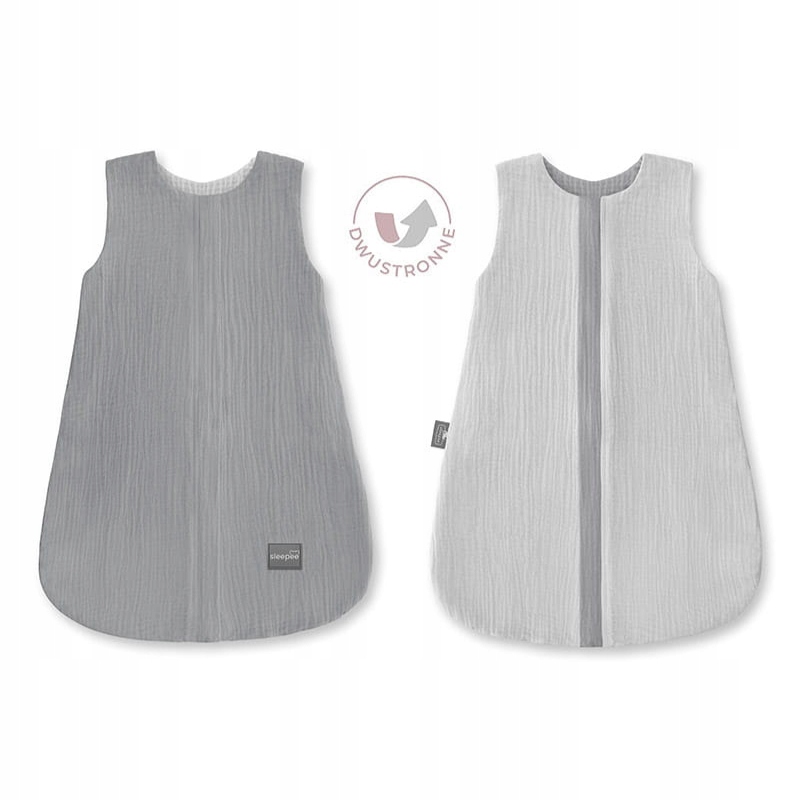 Dwustronny Śpiworek Muślinowy (0-4m) Dark Grey - Sleepee