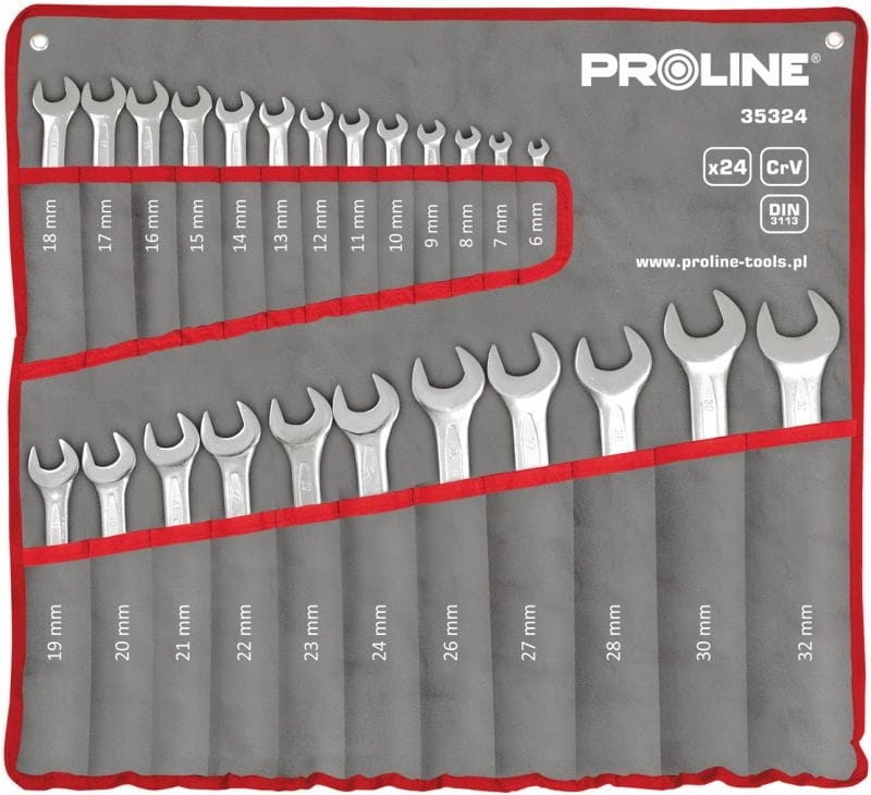 PROLINE Klucze oczkowo plaskie CrV zestaw 24el Mark PROLINE