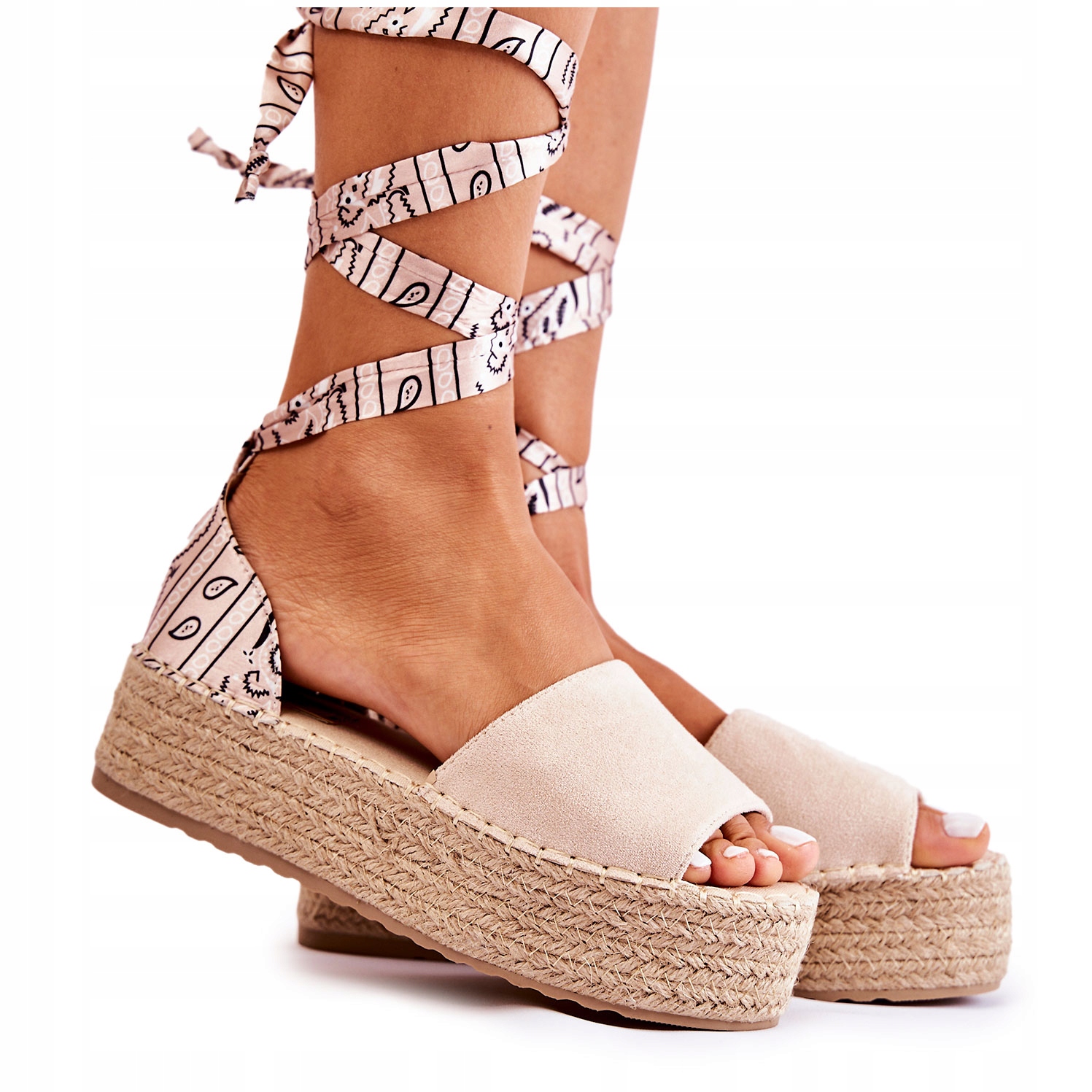 

Sandały Na Koturnie Na Lato Beżowe 40