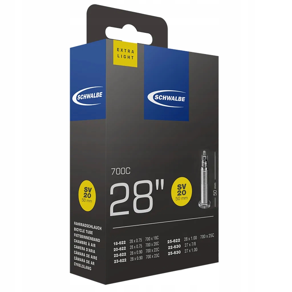 Dętka rowerowa do roweru szosowa Schwalbe Extra Light 700x18-25C FV50mm