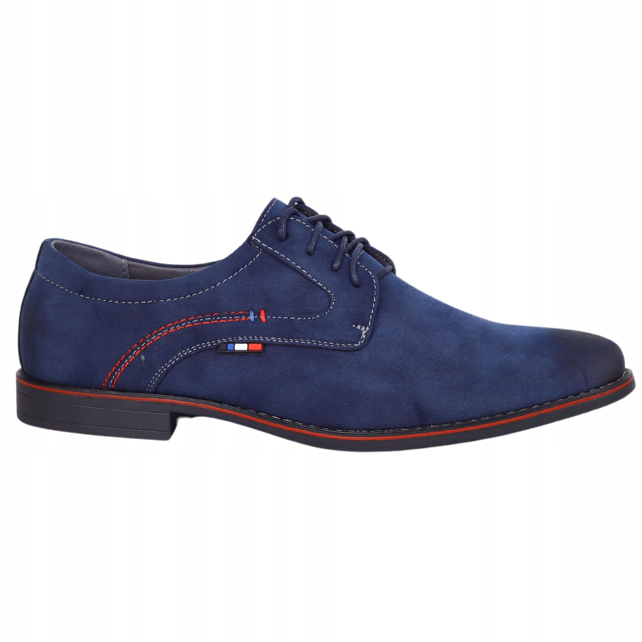 BUTY MĘSKIE WIZYTOWE ELEGANCKIE PANTOFLE WIĄZANE LEKKIE SZYTE Kod producenta 5128-12 BLUE