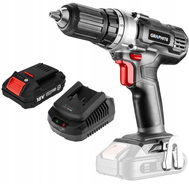Graphite Aku Vrtačka 58G006 Energy+ 18V Akumulátor 2AH Napájecí Zdroj Kpl