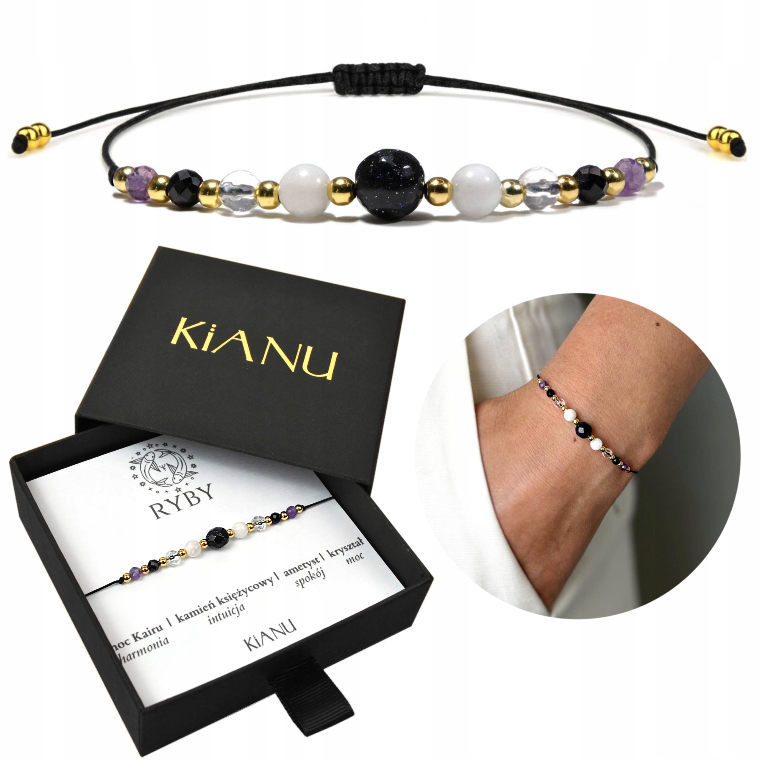 Náramek Ryby Znamení zvěrokruhu Přírodní kameny Dárek Narozeniny pro ryby