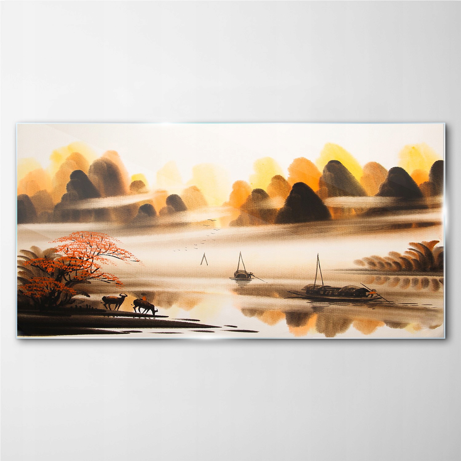 

Obraz na ścianę szklany Chińskie łódki 140x70 cm