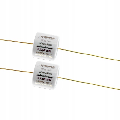 Kondenzátor Mcap Evo SilverGold Oil 0,22uF 220nF 450V Mundorf 2 ks – pár