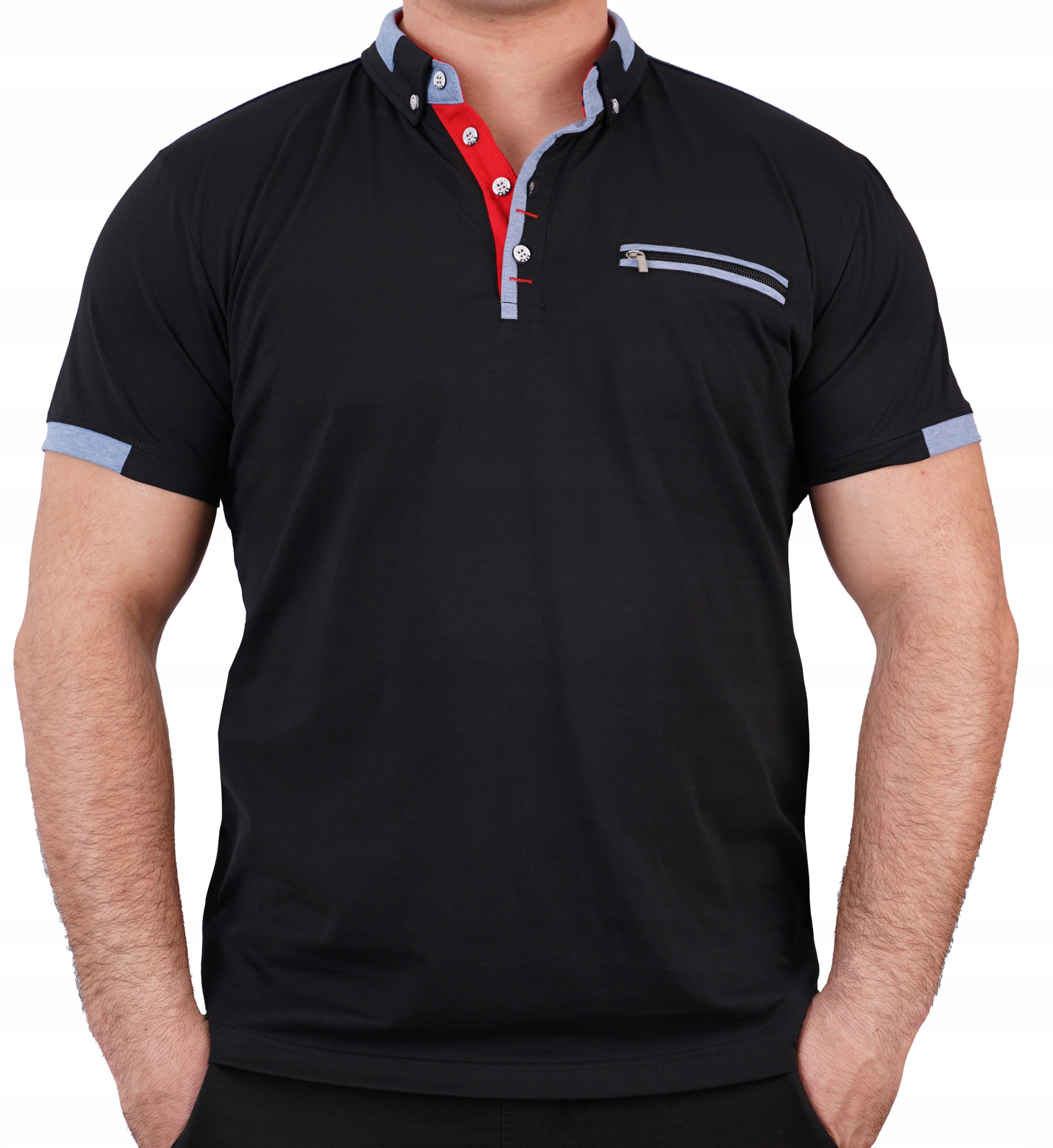 T-SHIRT MĘSKI POLO CZARNY KOSZULKA KOŁNIERZYK L Marka inna