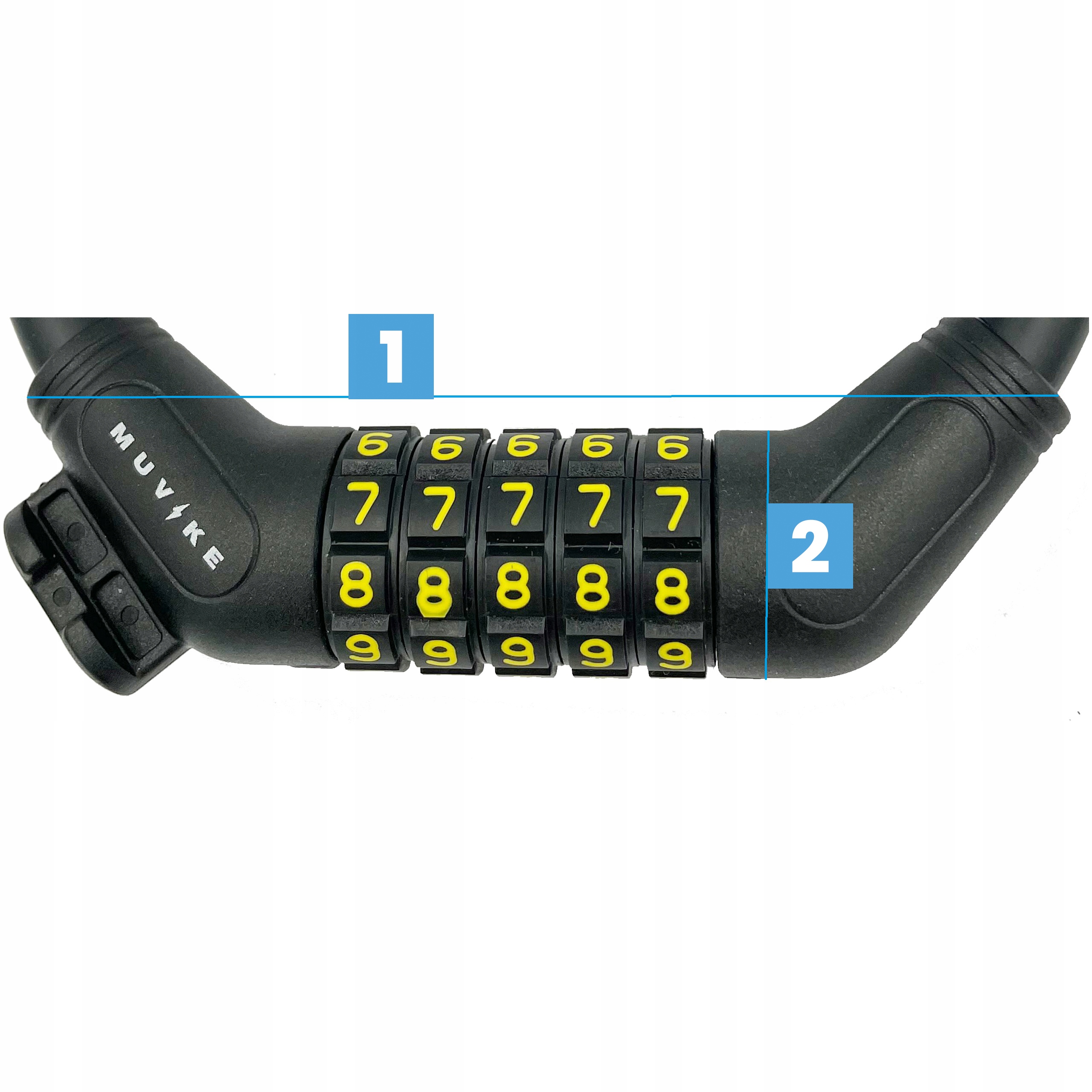 ZAPIĘCIE DO ROWERU LINKA BLOKADA DO ROWERU SZYFR MUVIKE FLEX 1200/12C Długość 120 cm