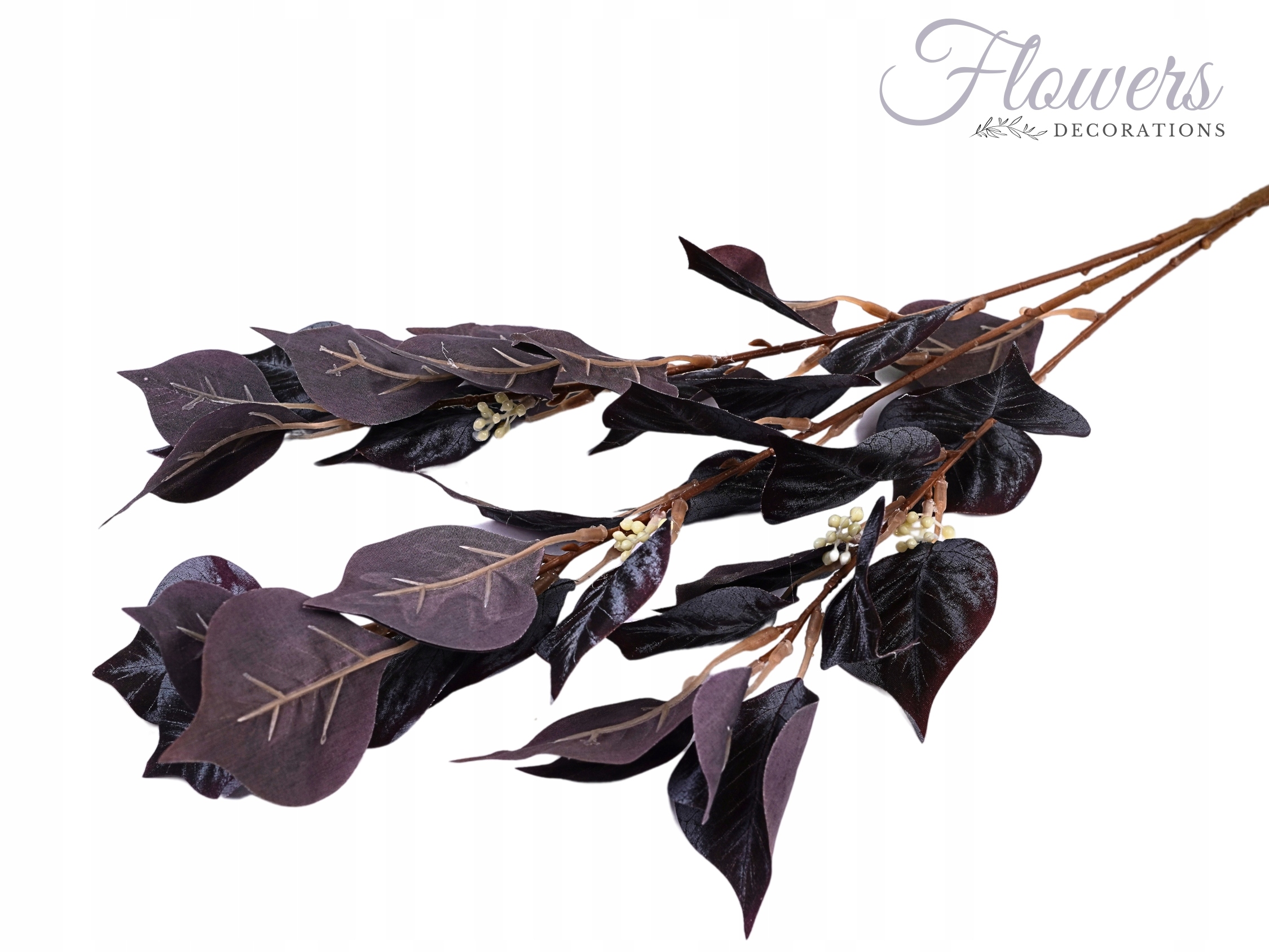 SZTUCZNA GAŁĄZKA Z LIŚCMI PREMIUM DŁUGA DEKORACYJNA XXL CIEMNE LIŚCIE Marka Topoblu