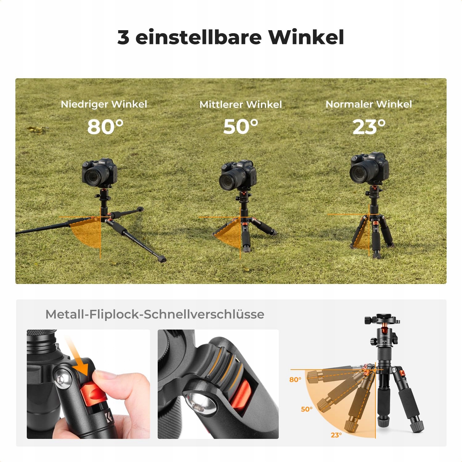 K&F CONCEPT Mini Statyw 360° Głowica, Max 6kg, do Canon Sony Nikon Fujifilm — miniatura 5