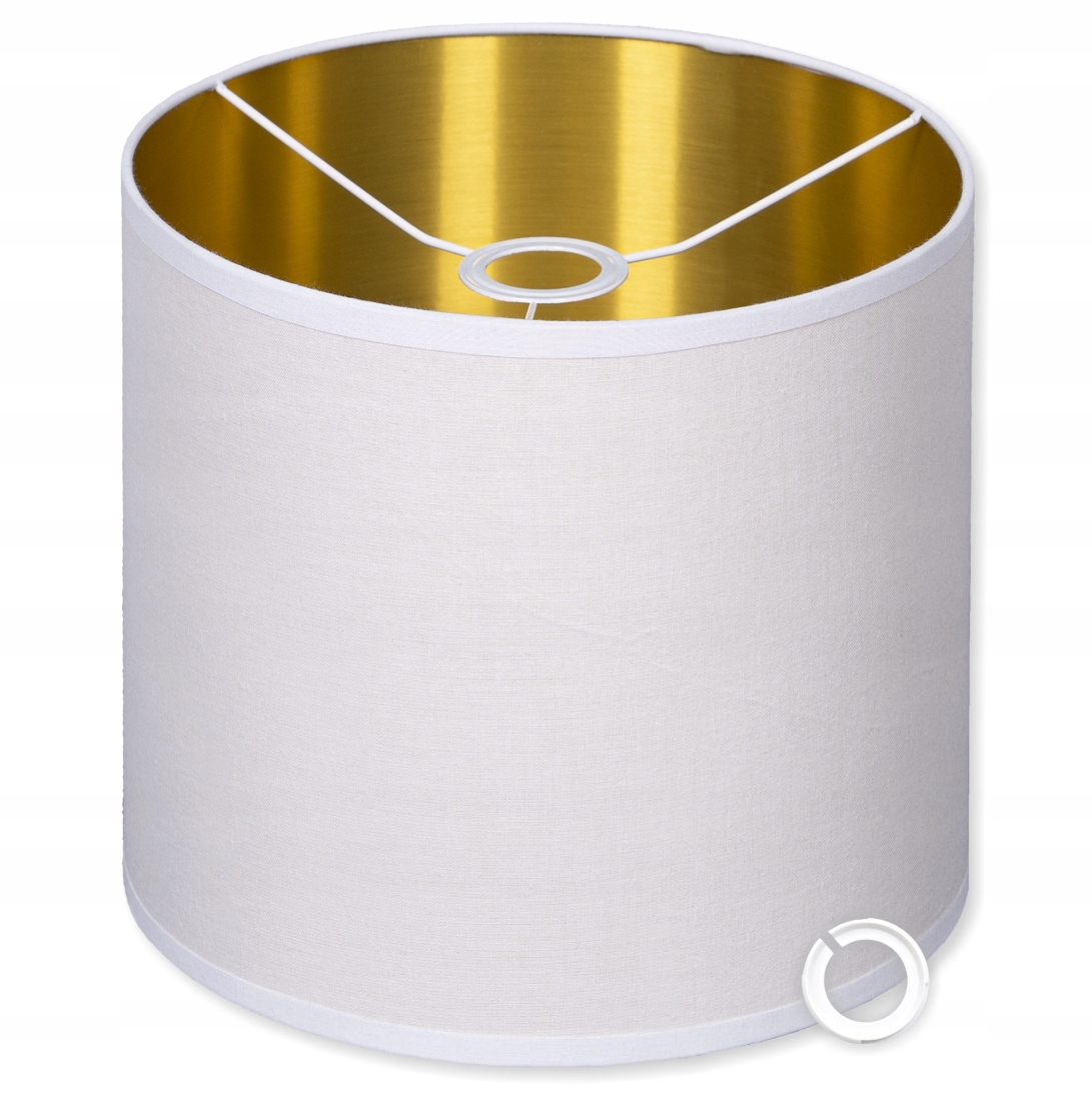 Abażur bawełniany lampa Klosz Biały Złoty 25/25 cm
