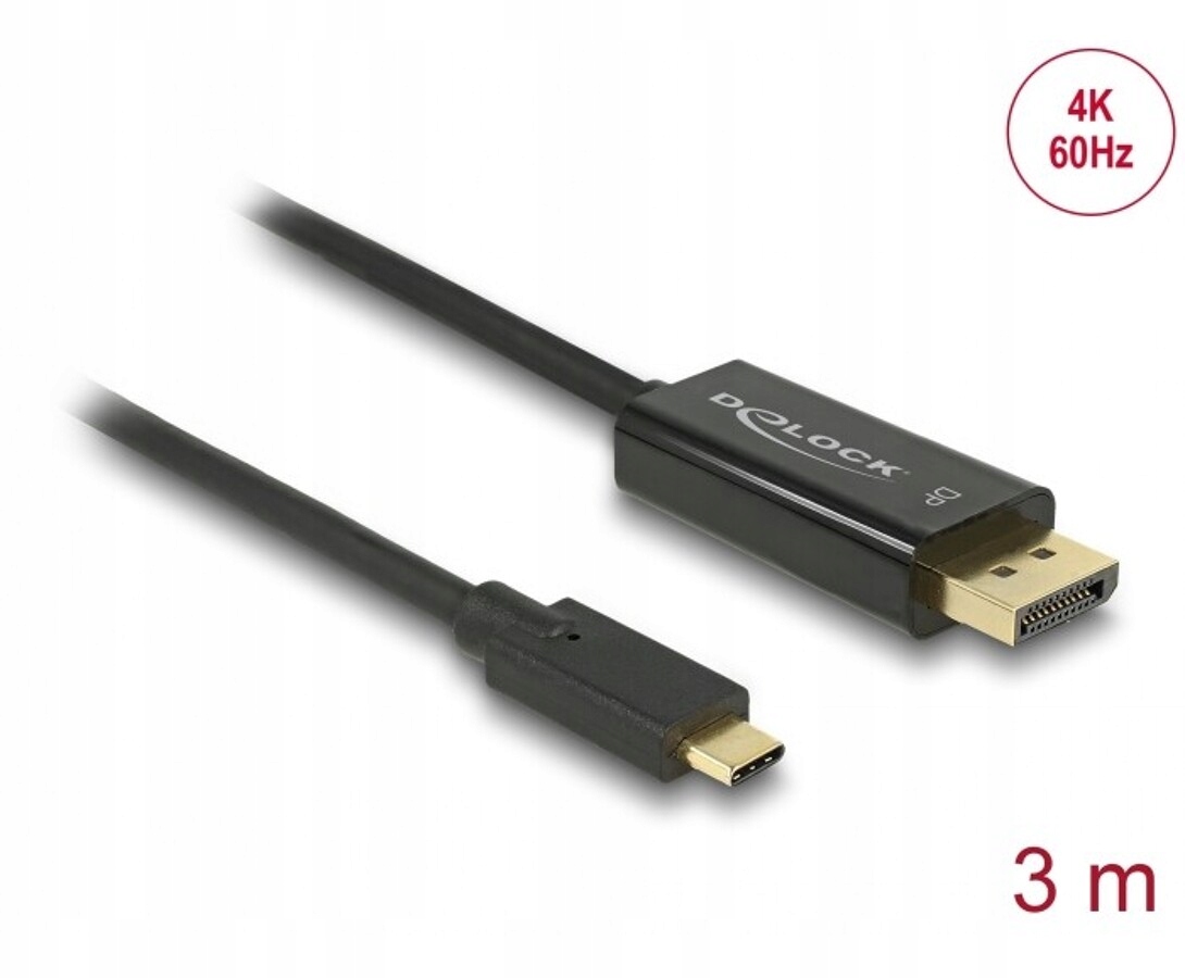 DeLOCK 85257 adapter kablowy 3 m USB C DisplayPort Czarny