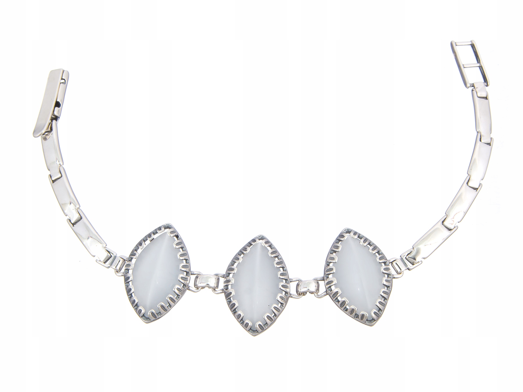 Krásný Stříbrný Náramek, Světlý, Rhodiovaný