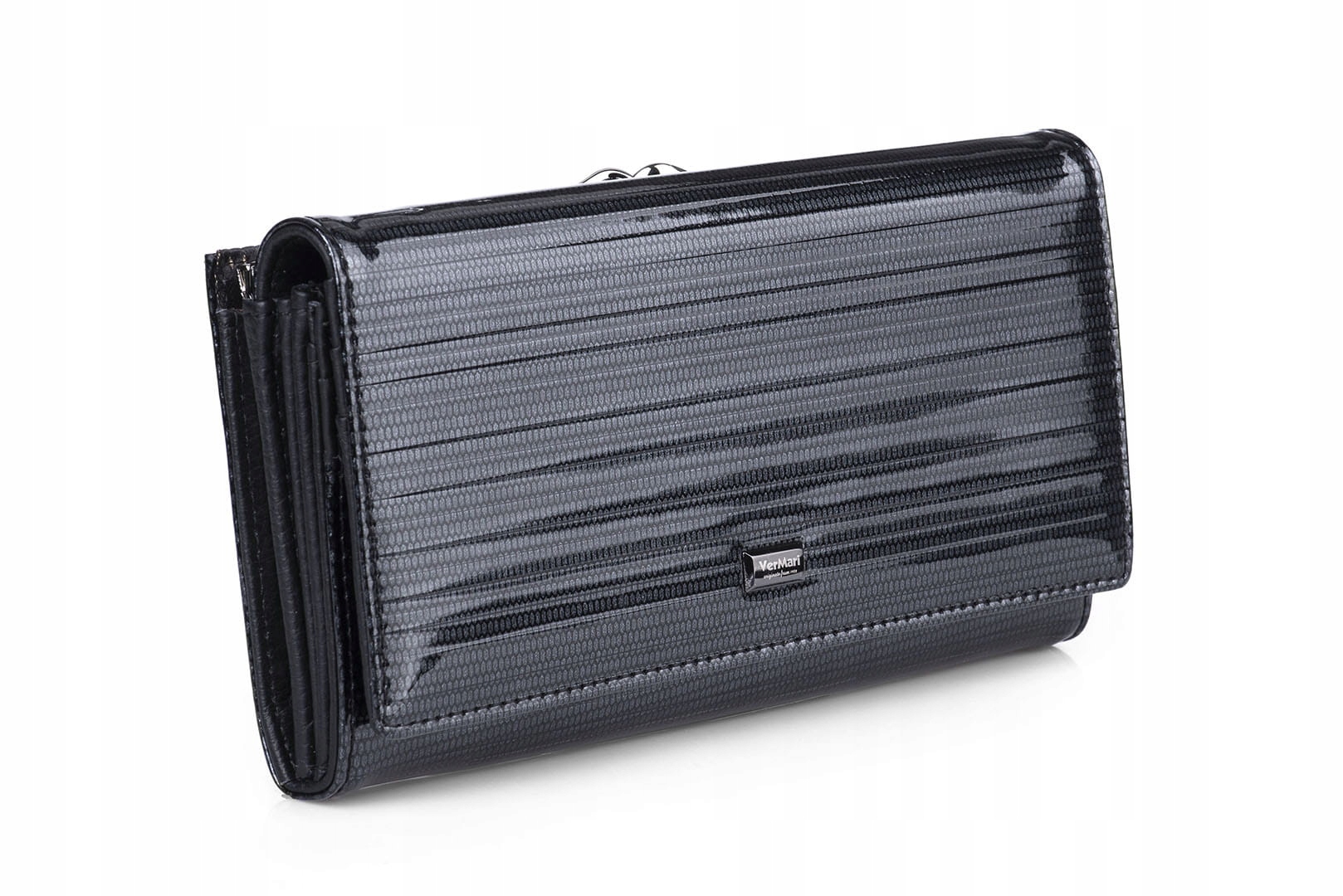 Portfel damski Skórzany VerMari Na Magnes Czarny
