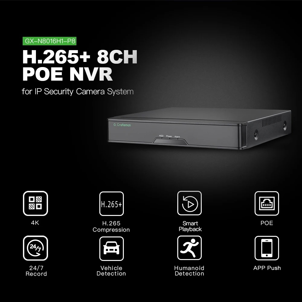 Rejestrator IP Sieciowy 16CH 8xPOE 4K 8MPX PILOT + MYSZ Marka G-VISION