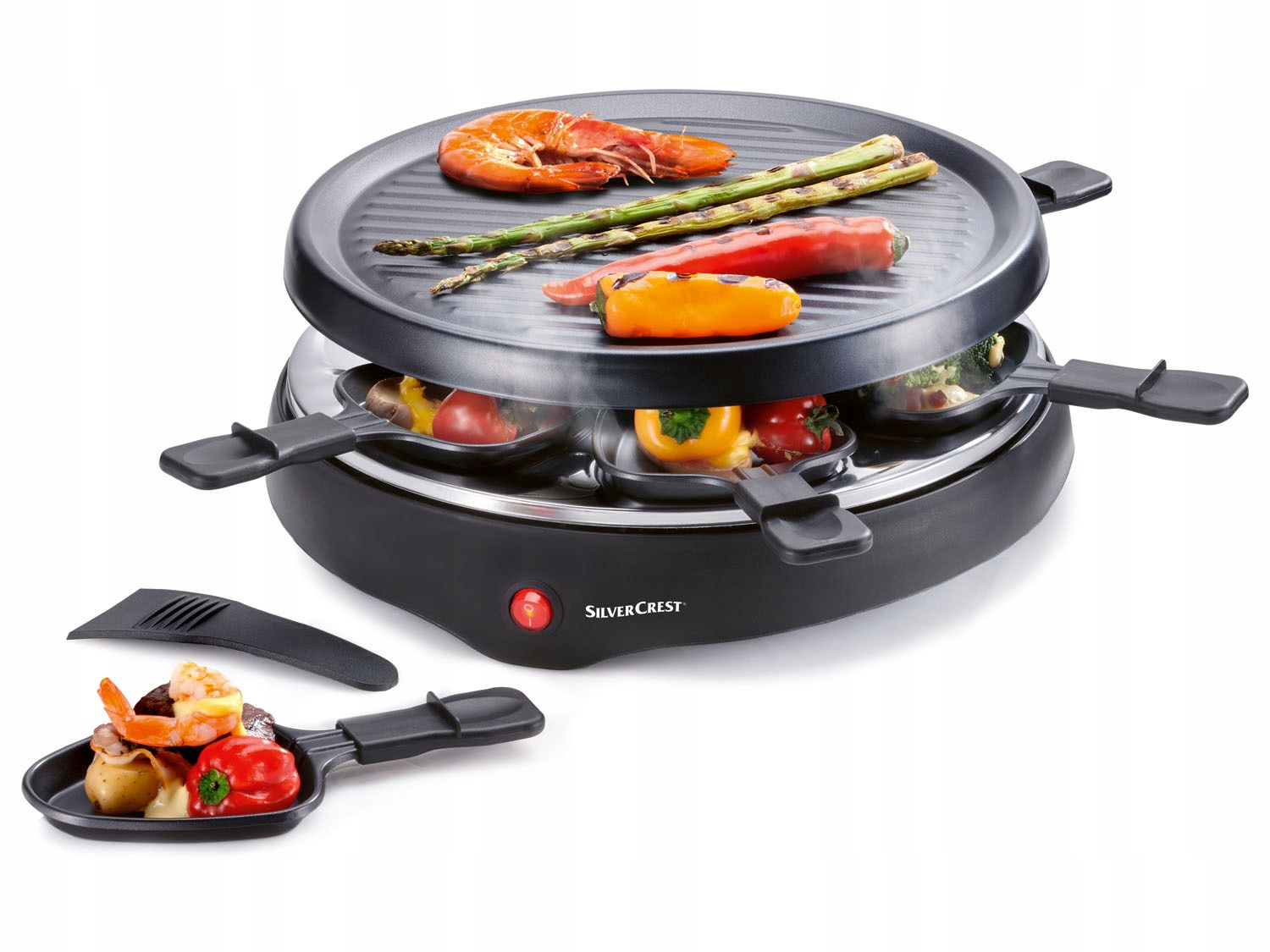 SilverCrest Okrągły Elektryczny Grill Raclette 6 patelek 6 szpatułek 800W