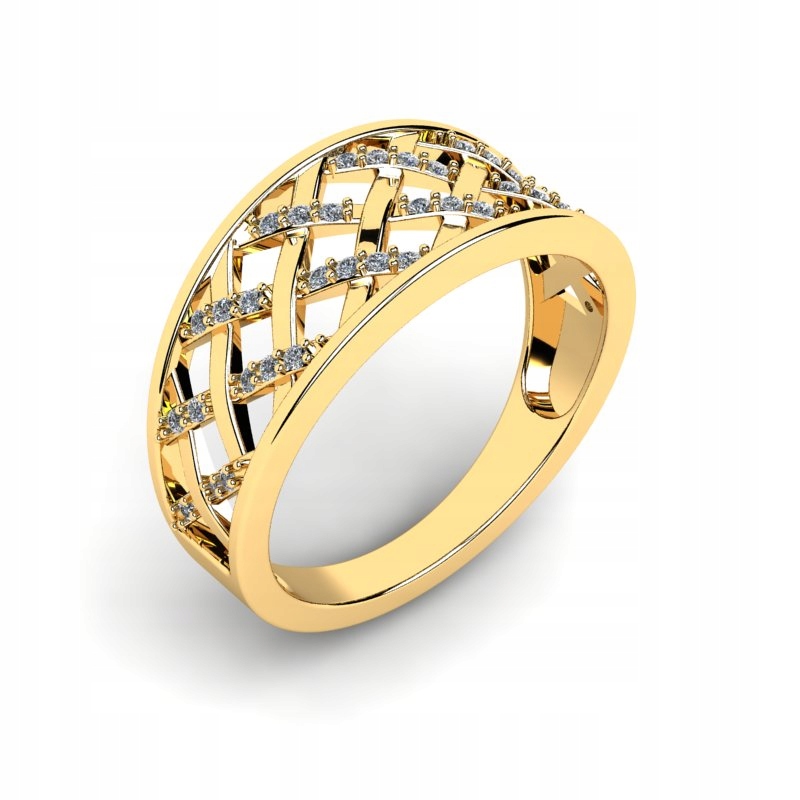 

Szeroki pierścionek złoty z brylantami 0,18ct