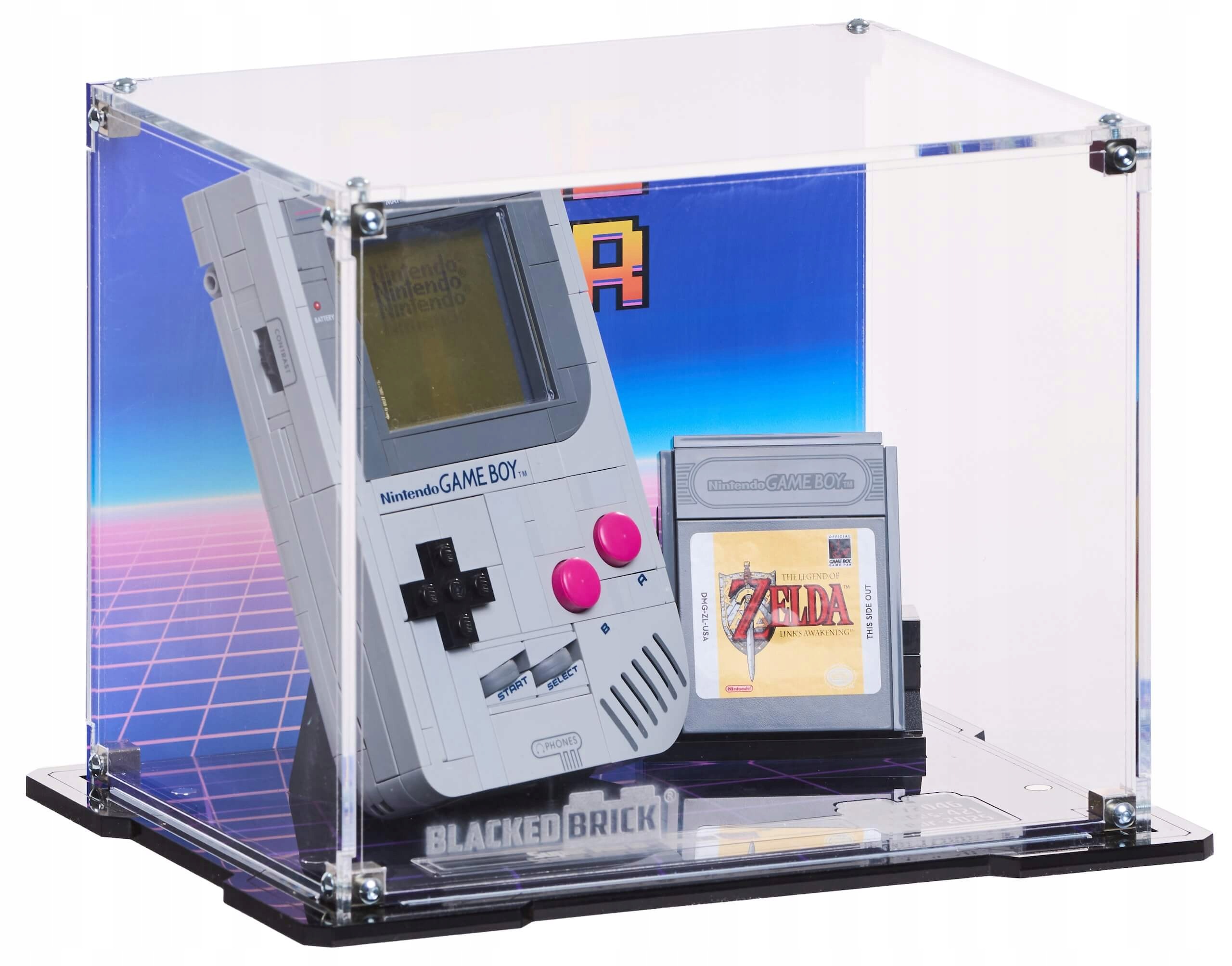 Vitrína s pozadím Blacked Brick pro Lego 72046 Mario Game Boy