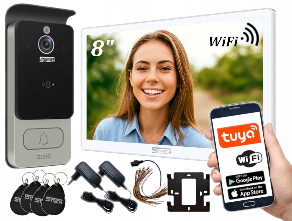 Wideodomofon Z Rfid Brama Furtka Czytnik Fullhd Aplikacja Tuya WiFi 5TECH
