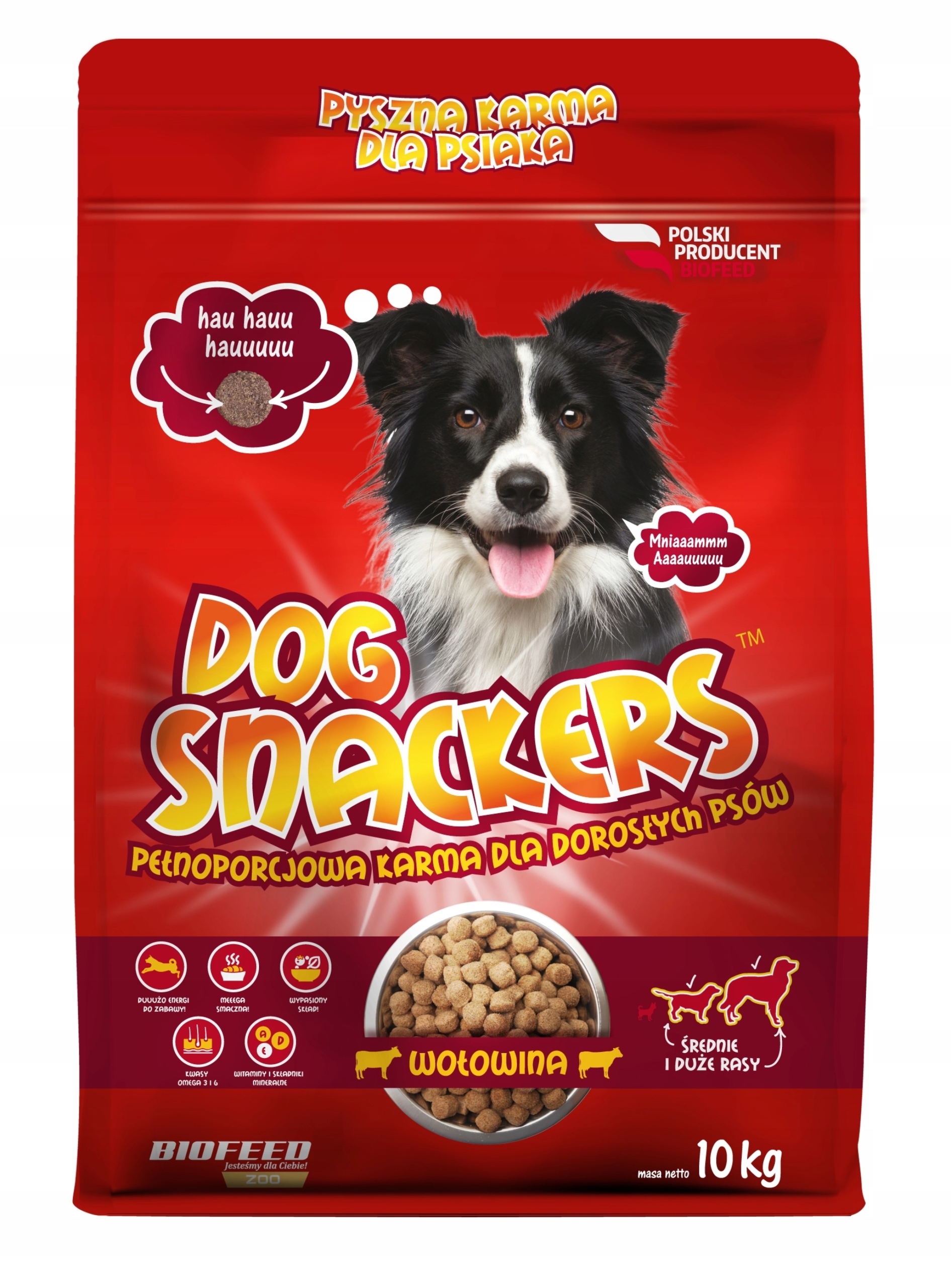 Suché krmivo pro psy s hovězím masem Biofeed Dog snackers Adult 10 kg