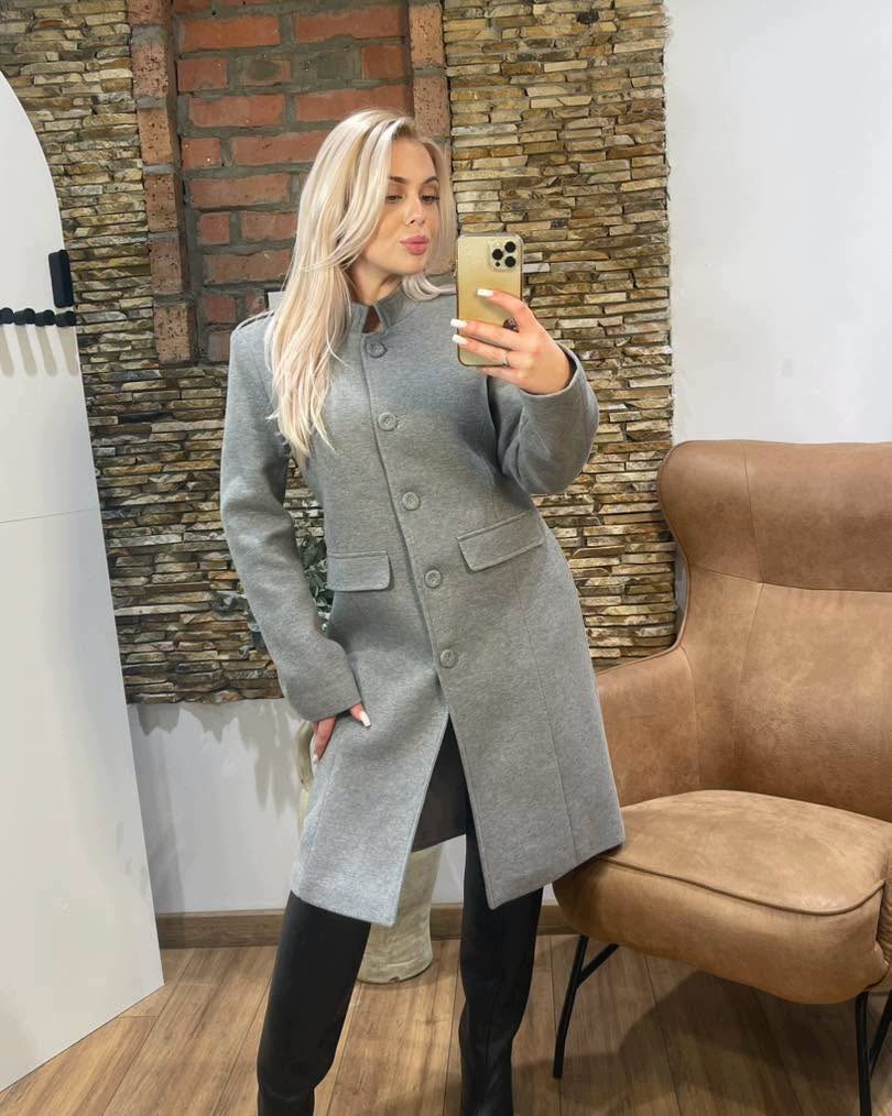 By O La La! Jednořadý Kabát Se Stojáčkem Šedý (smoke Grey) M