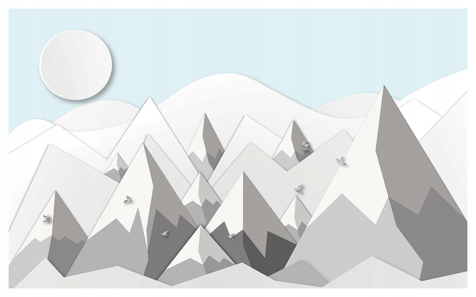 Fototapeta flizelina Zimní horská krajina minimalismus ptáci 368x280 lepidlo