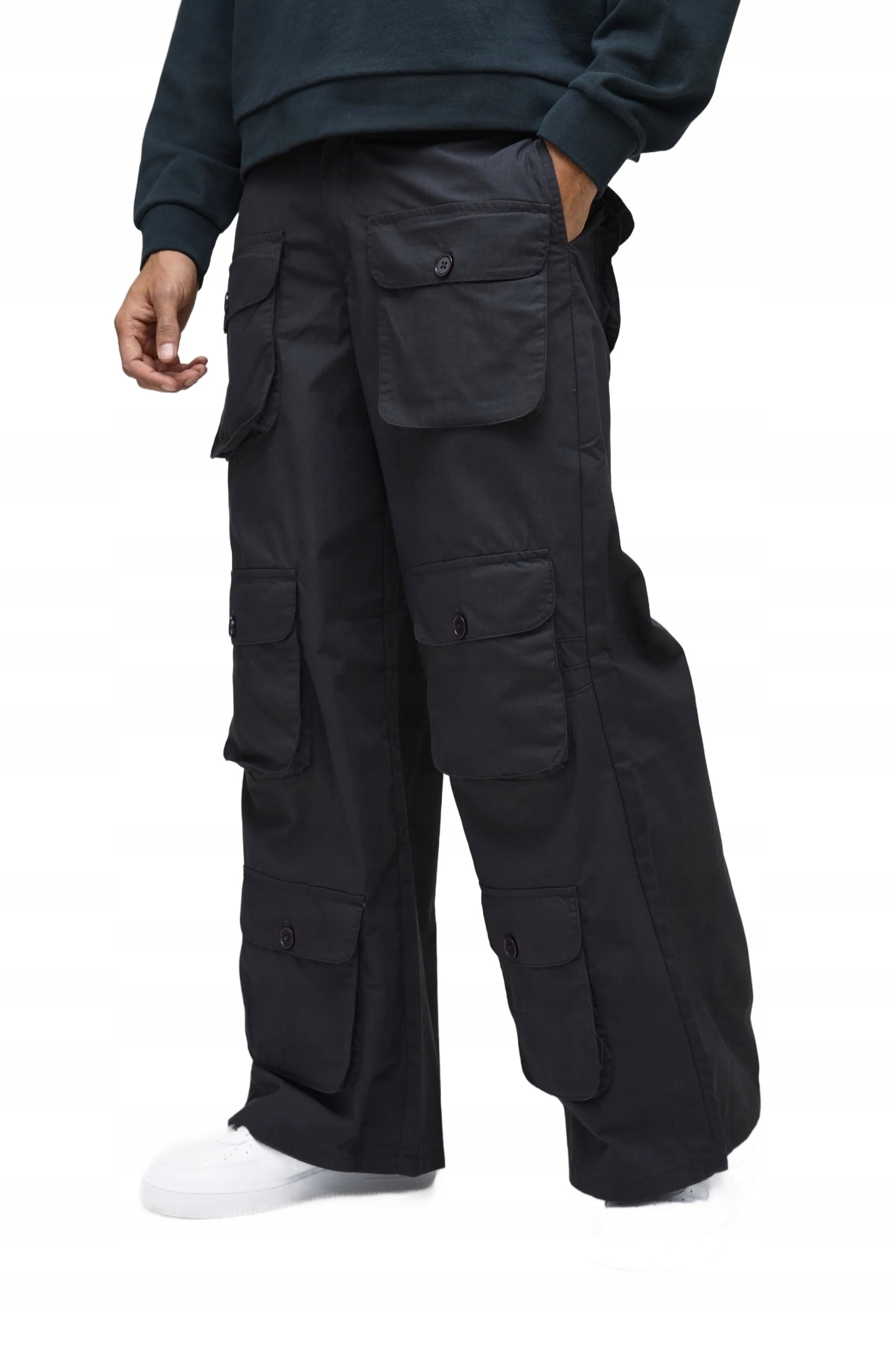 Boohooman Černé Pánské Kapsáče S Kapsami Na Knoflíky 32 Z3A