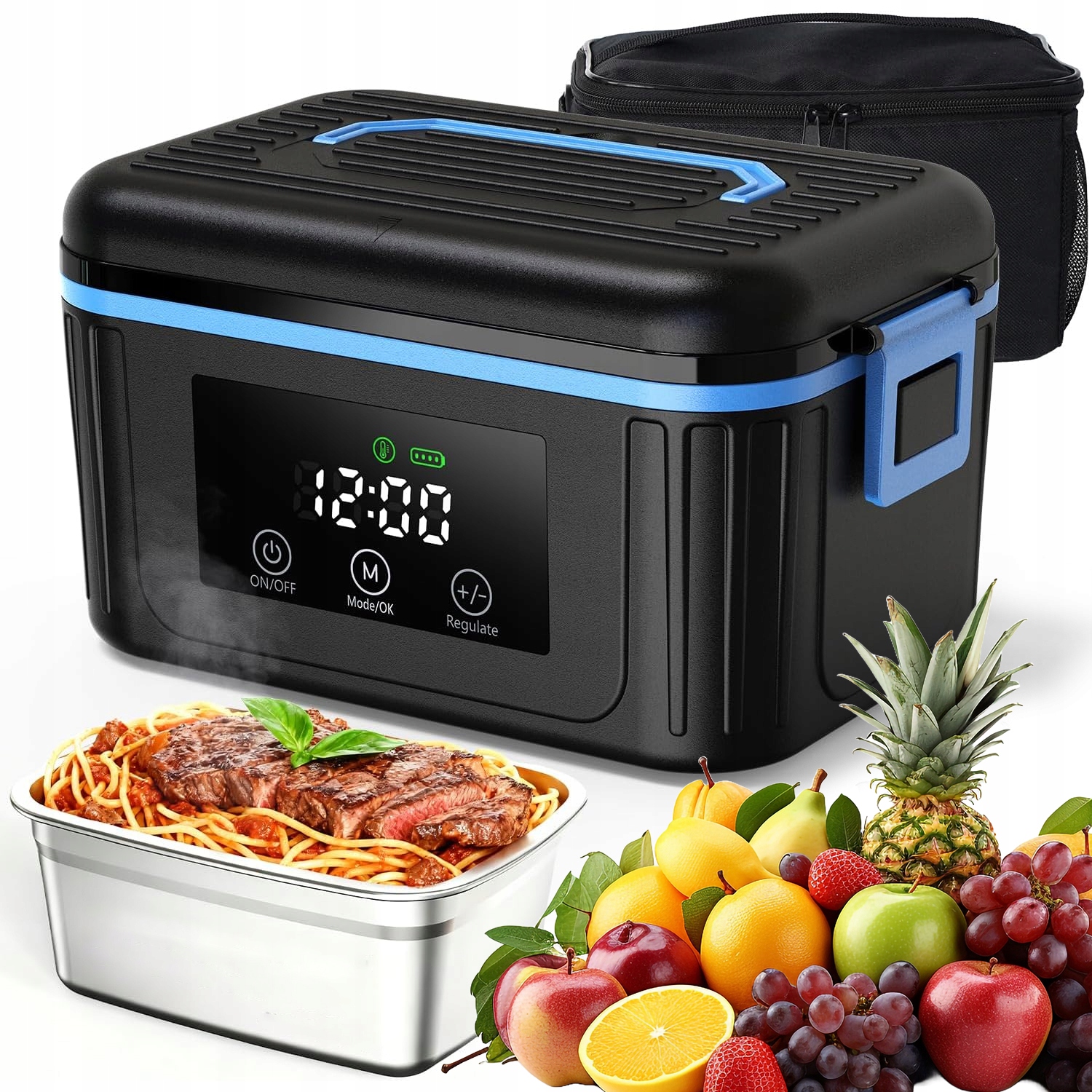 Elektrický vyhřívaný Lunchbox 1,5 l s vidličkou a lžící pro kancelář