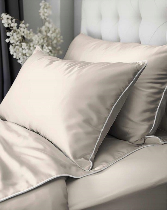 Povlečení Pure 140x200 Makosatina s Bizou Pískově béžová