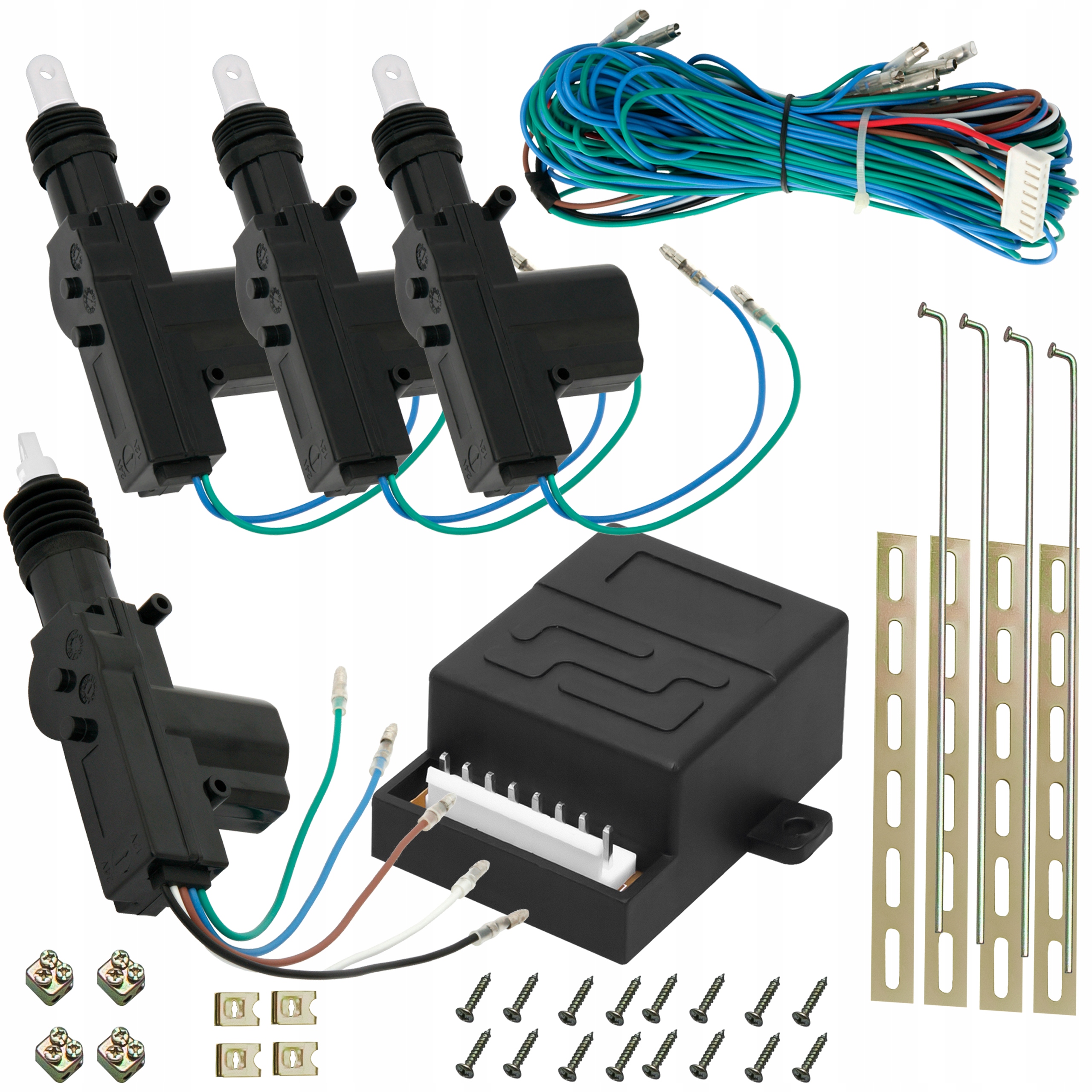 ZESTAW UNIWERSALNY ZAMEK CENTRALNY SLAVE MASTER 4 DRZWI OSPRZĘT STEROWNIK
