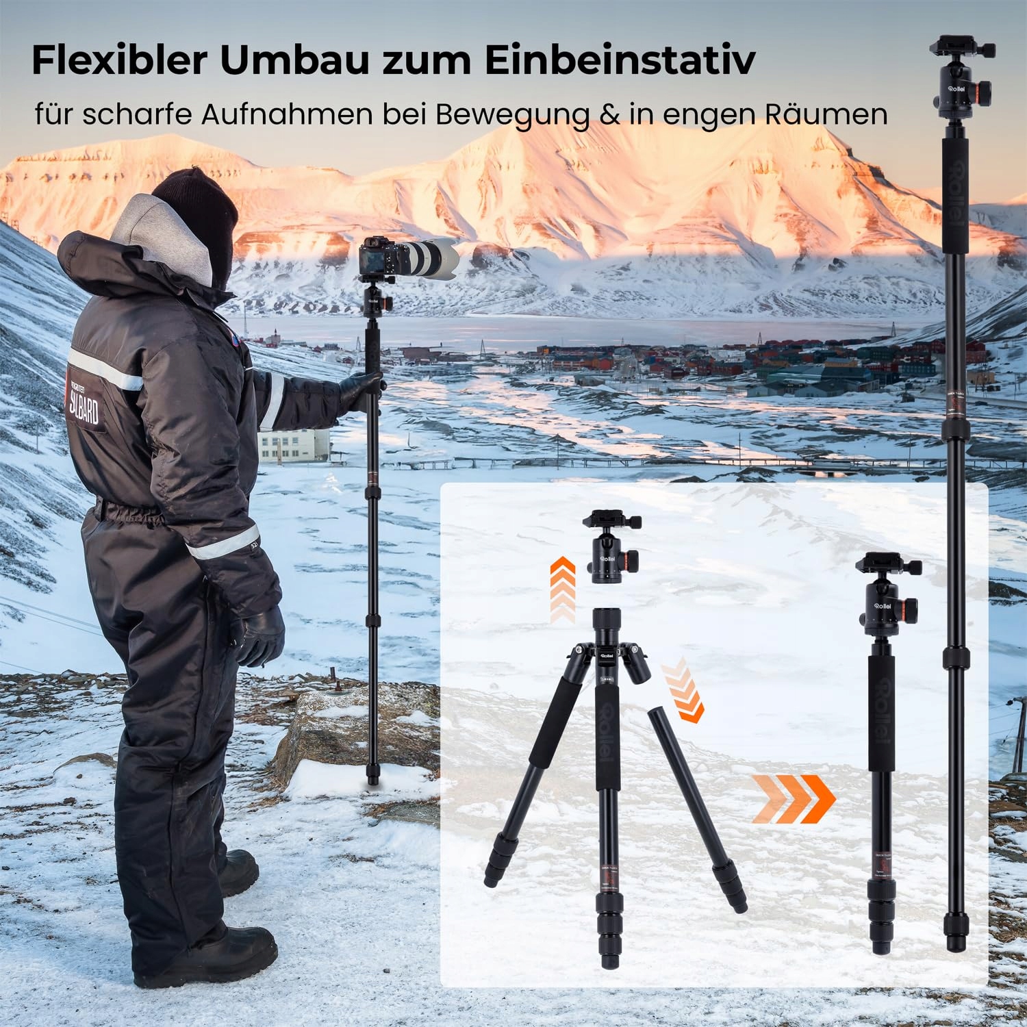 ROLLEI C5I Aluminiowy Statyw Fotograficzny Z Głowicą Kulową I Torbą — miniatura 4