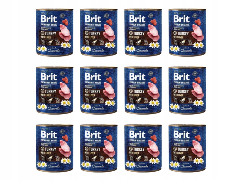 Karma dla psa Brit Premium By Nature Indyk z wątróbką 12 x 800 g