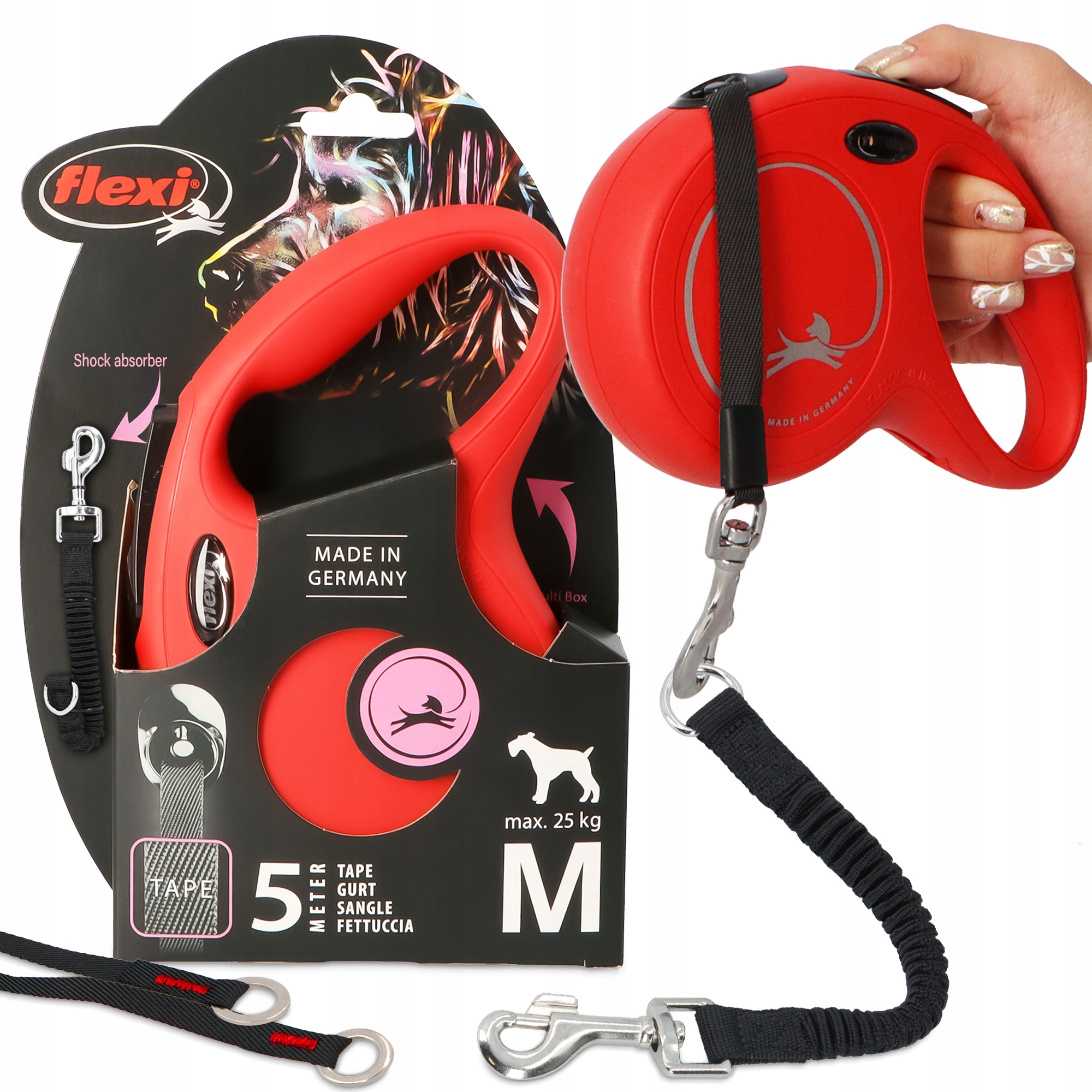 Levně Vodítko Automatická Psa 25 kg 5 m Svinovací páska s tlumičem pro 3O trénink