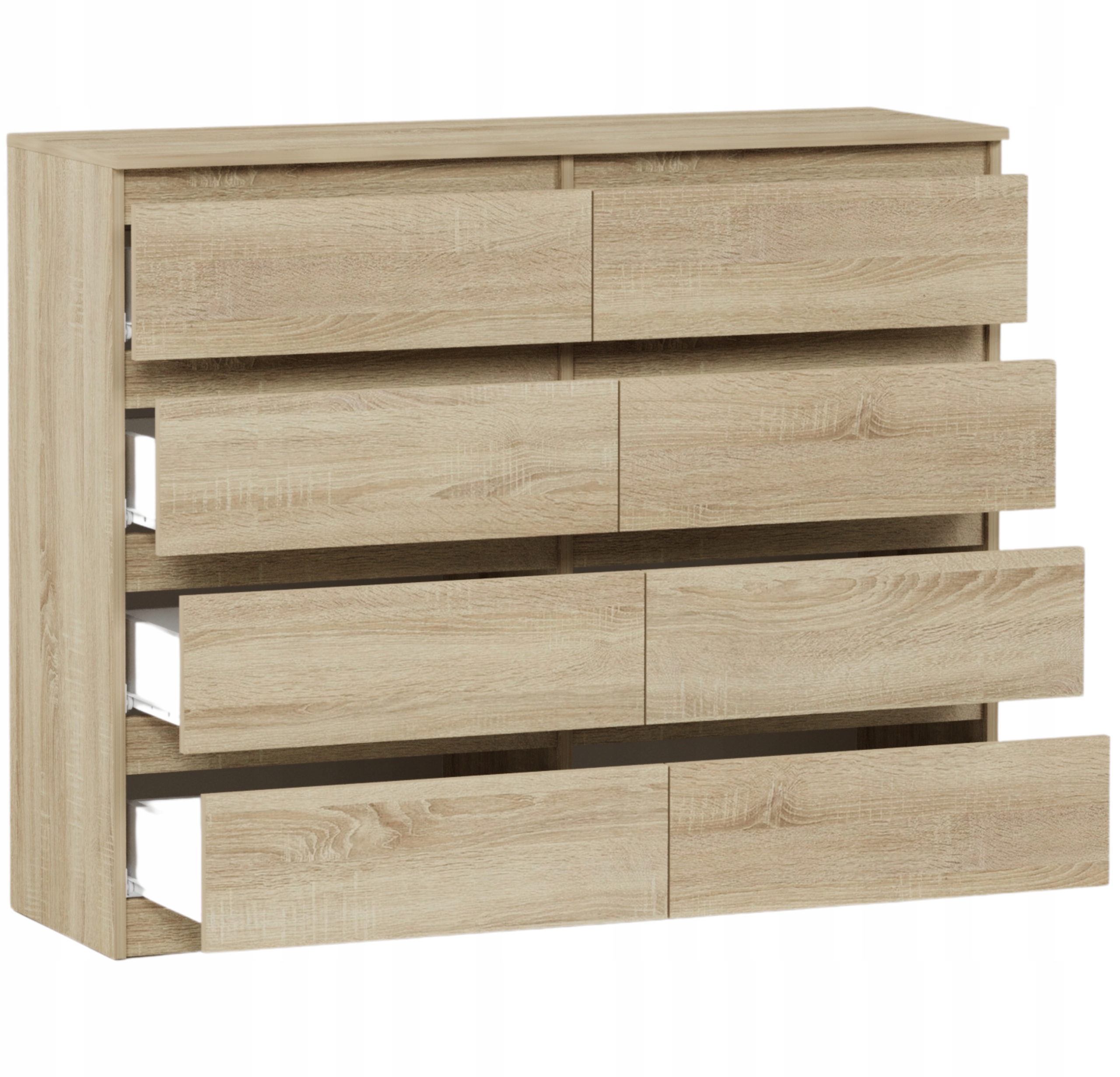 Nowoczesna KOMODA 140CM SZAFKA 8 SZUFLAD Sonoma PL
