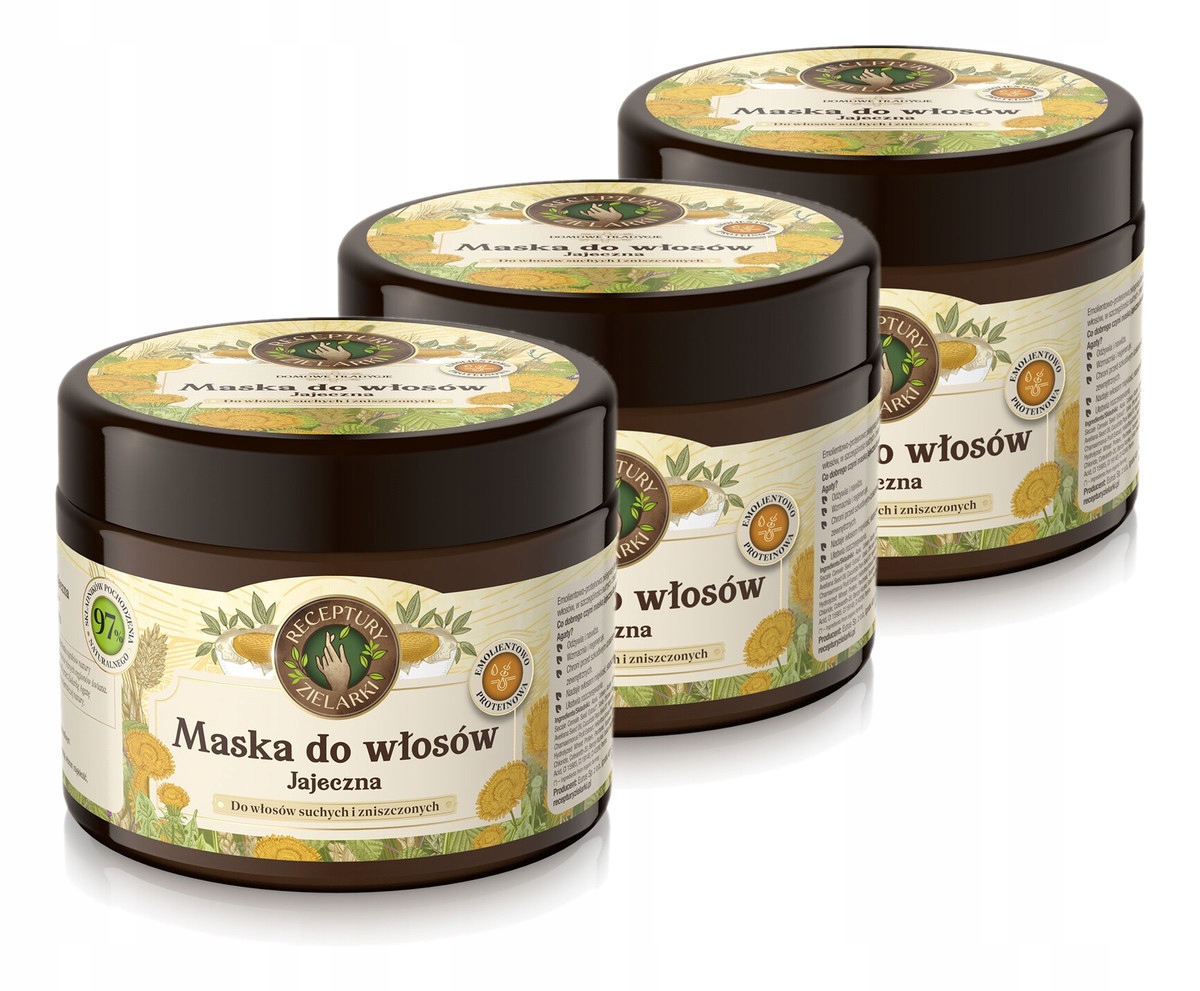 Receptury Zielarki Domácí tradice Vaječné masky na suché vlasy 3x300 ml