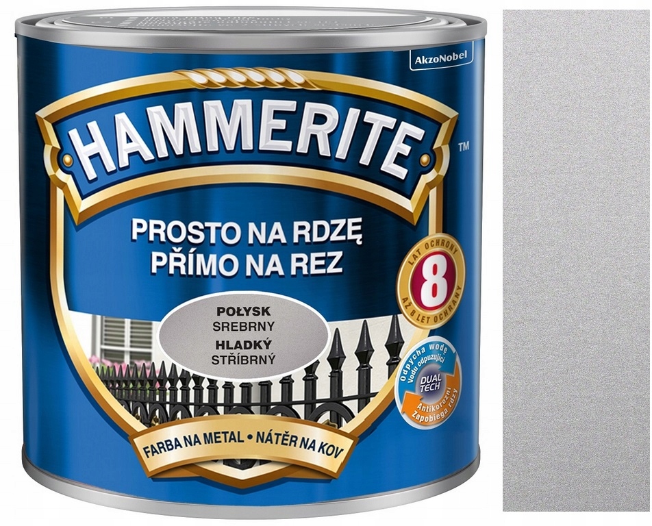 Hammerite Farba Na Rdzę Do Metalu Srebrny Połysk 5L