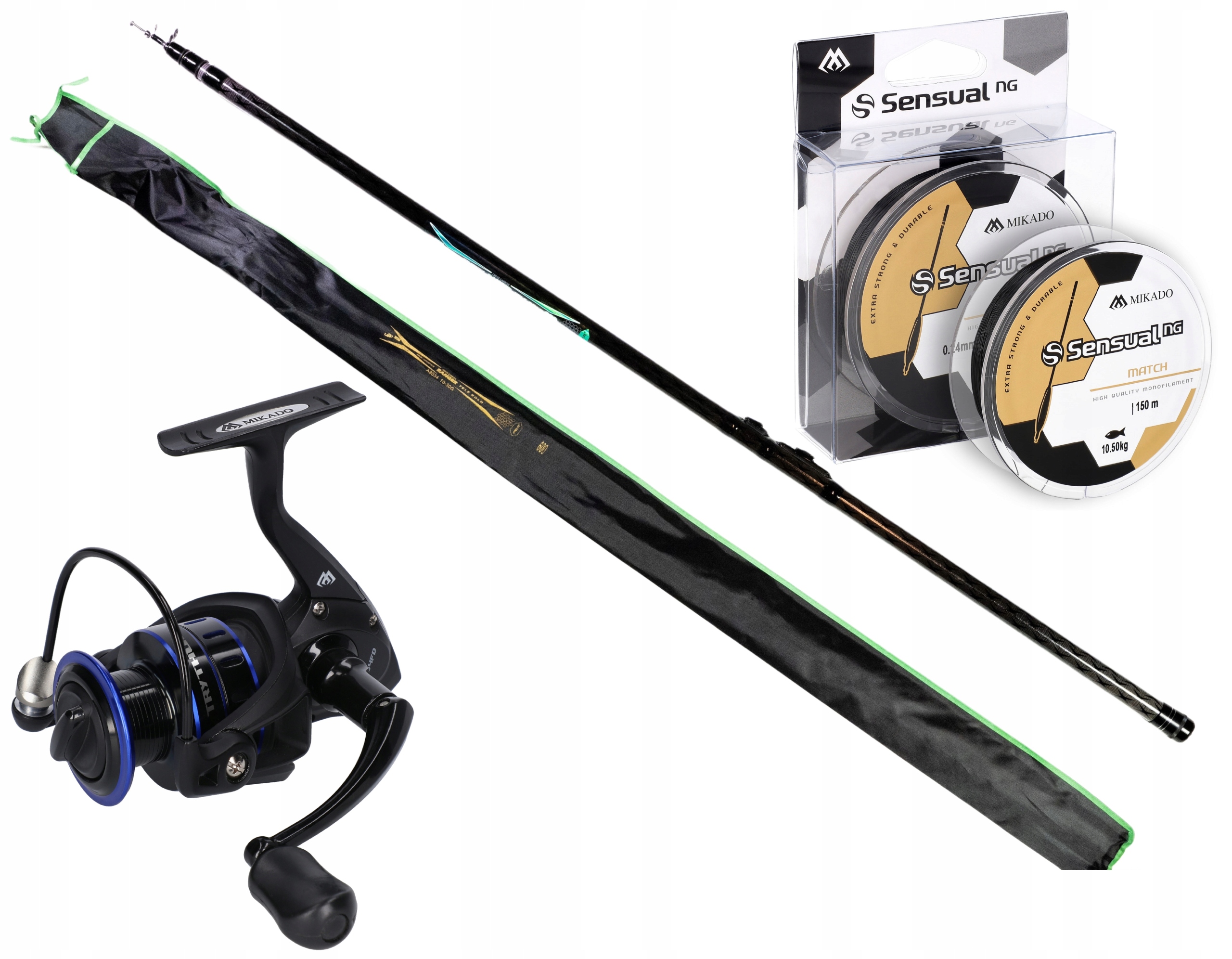 Zestaw Bolonka Wędka Kołowrotek Żyłka Mikado 6m