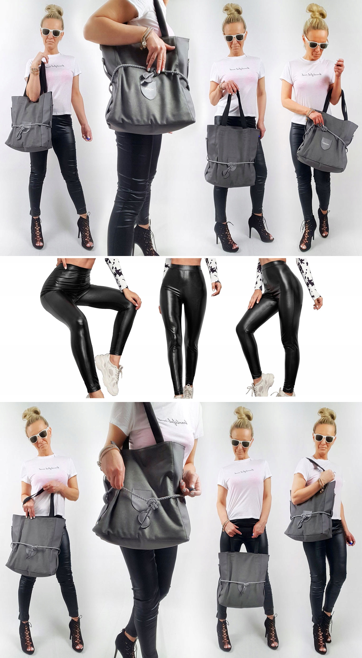 SKÓRZANE LEGINSY LATEX RURKI GETRY SPODNIE LATEKS Liczba kieszeni 2