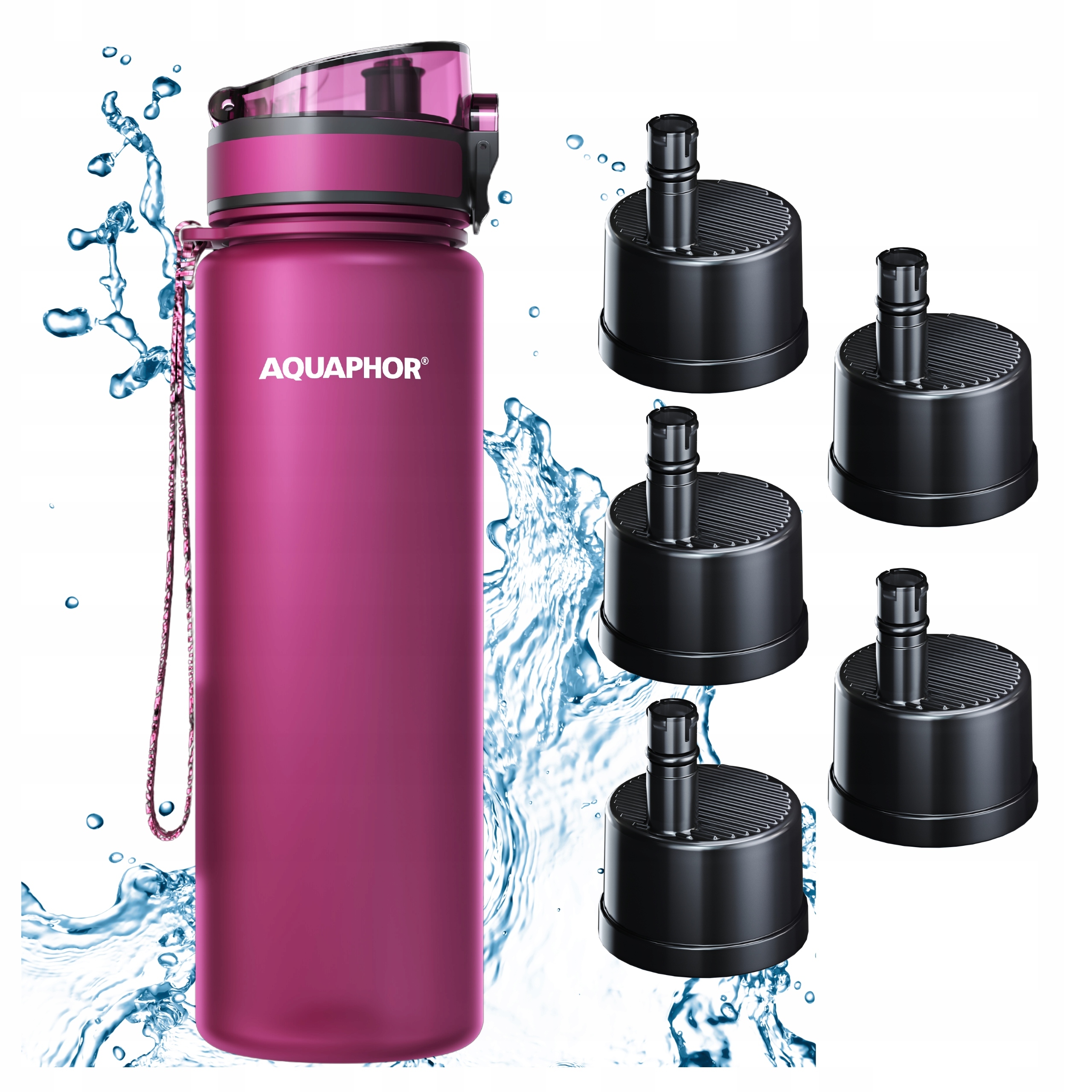 Filtrační láhev Filtr Lahev Na Pití Aquaphor City 800 ml Bordó Sada 5 náplní