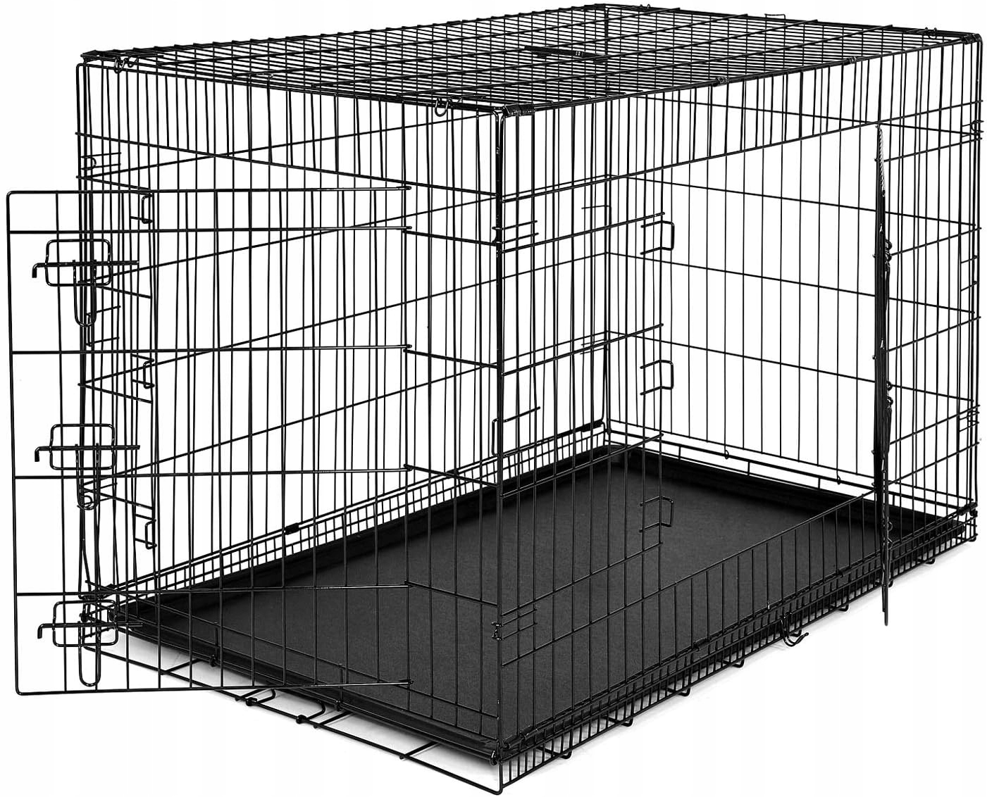 Klatka dla Psa Metalowa lionto 106x71x77 cm Składana Czarna XXL z Poduszką