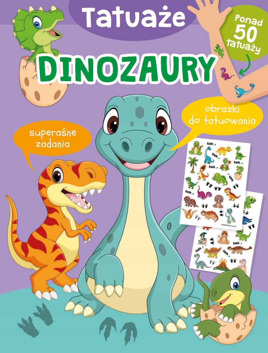 Dinozaury Tatuaże 50 sztuk zadania kolorowanka. Koloruj i baw się