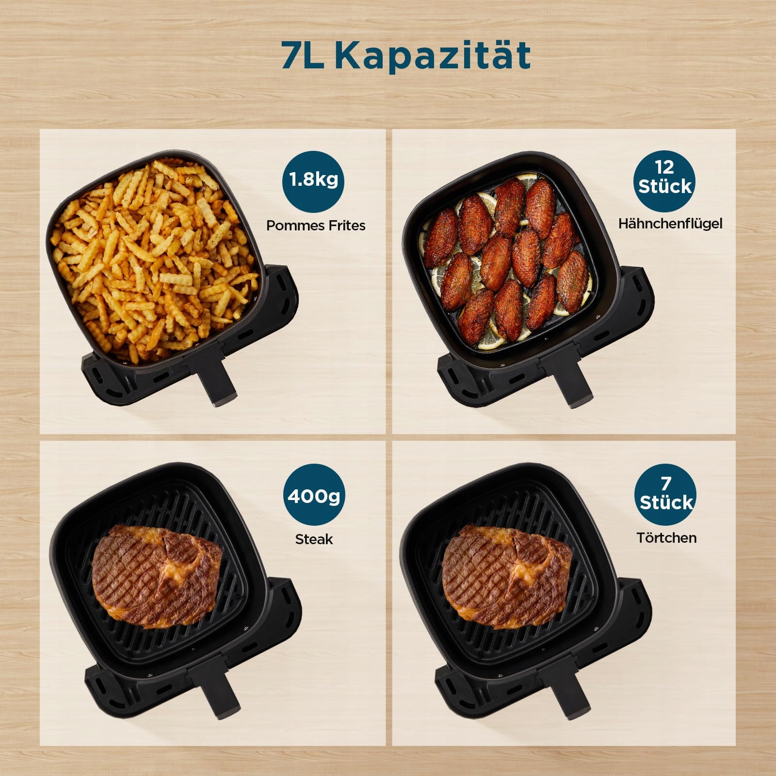 MIDEA Frytkownica Beztłuszczowa 7L HeatXpress 90% Mniej Oleju — miniatura 9